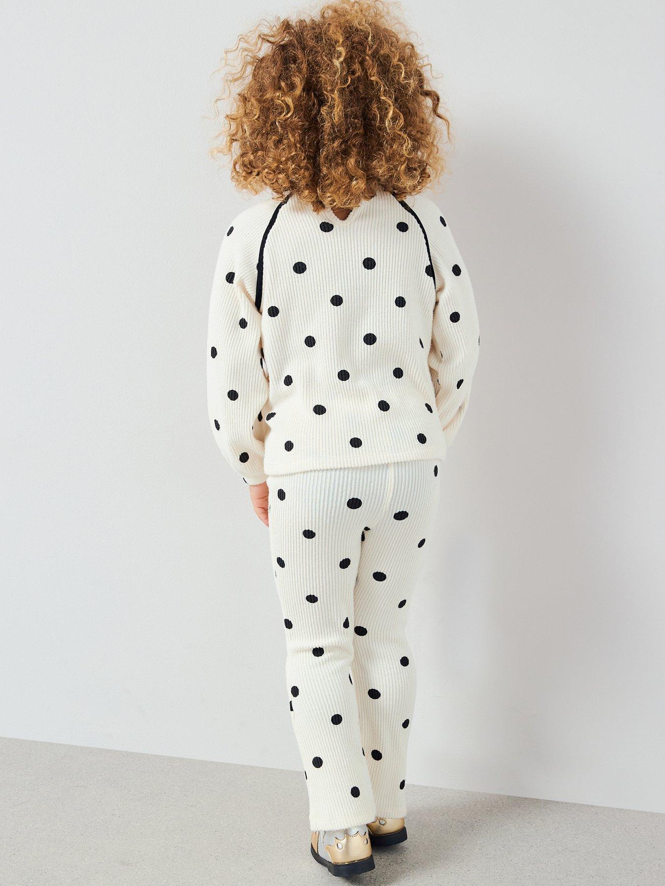 Image 2 of 6 of The Very Collection Girls Soft Touch Polka Dot With Velvet Bow Trims Set - Black/White