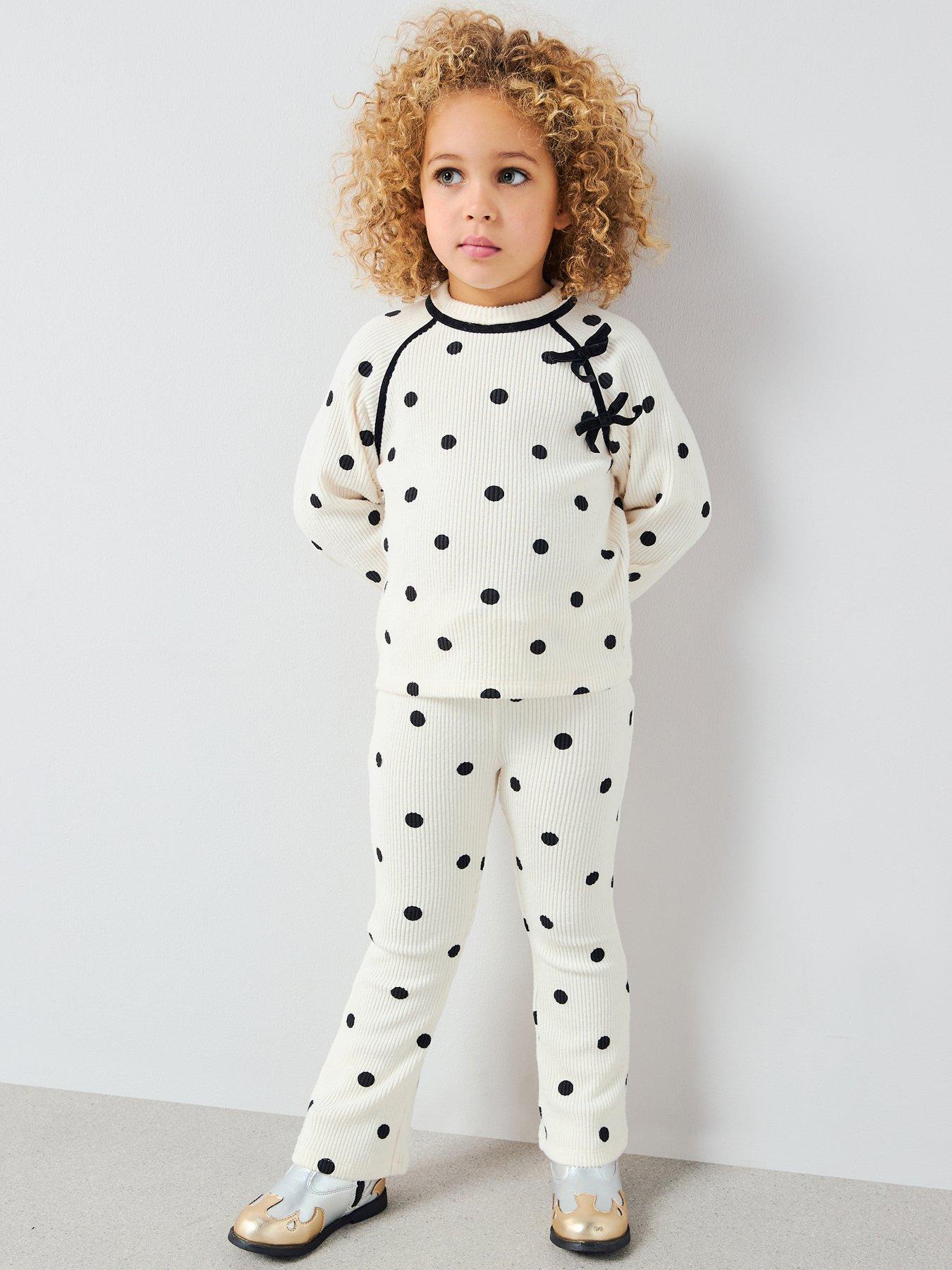 Image 3 of 6 of The Very Collection Girls Soft Touch Polka Dot With Velvet Bow Trims Set - Black/White