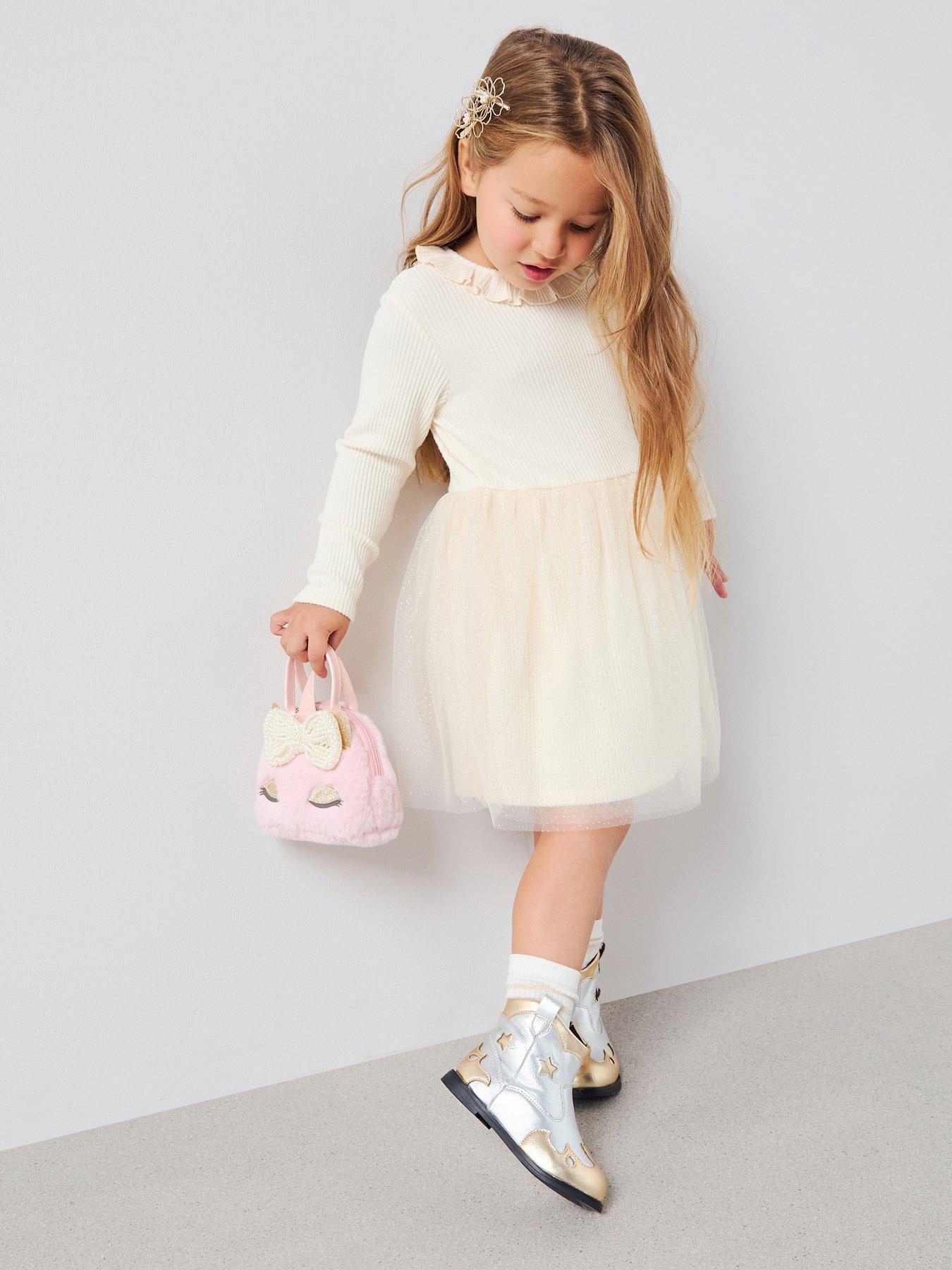 The Very Collection Girls Soft Touch 2 In 1 Tulle Dress - Cream