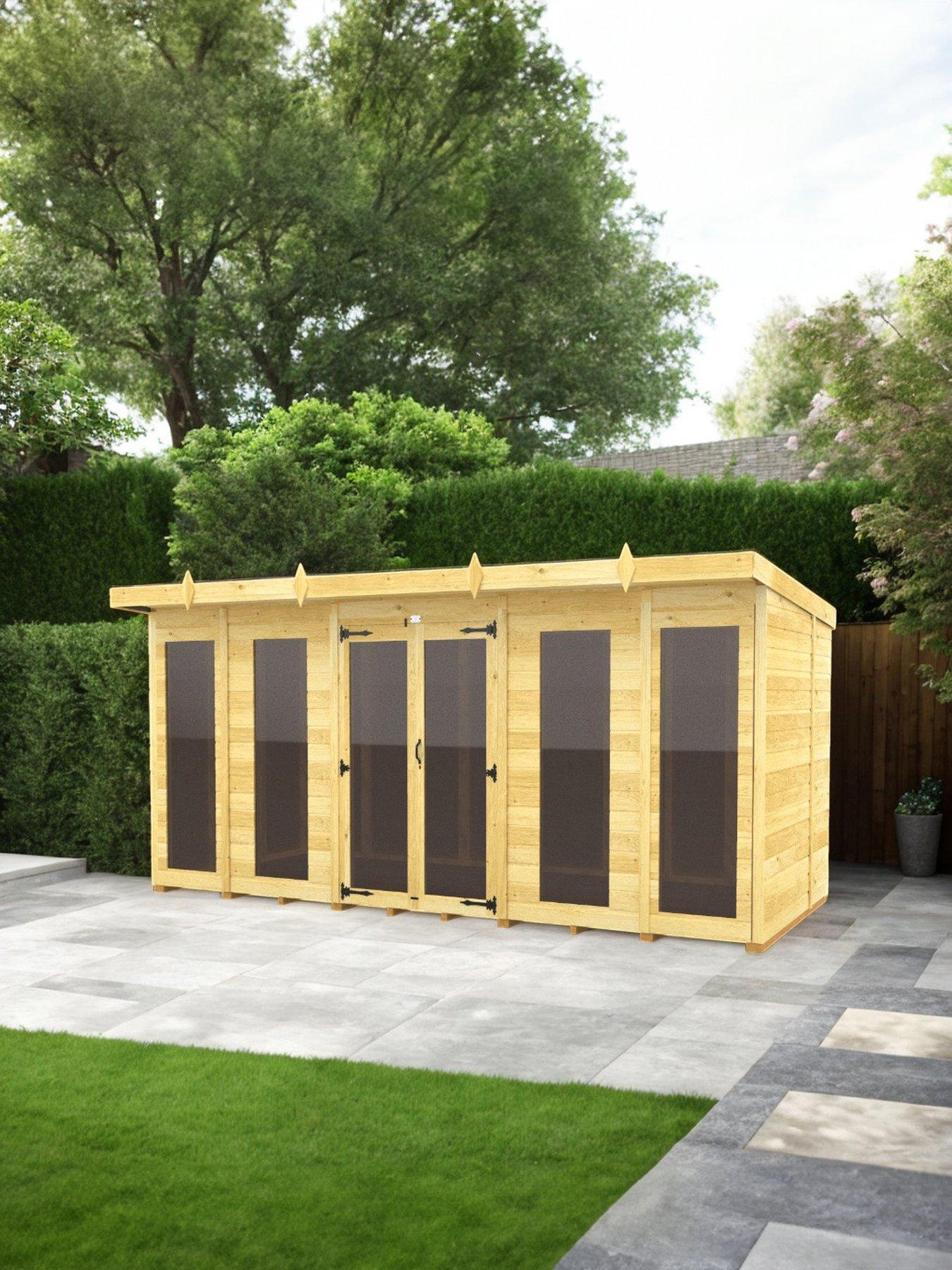 undefined 14 x 8 Pent Summer House (Full Height Window)