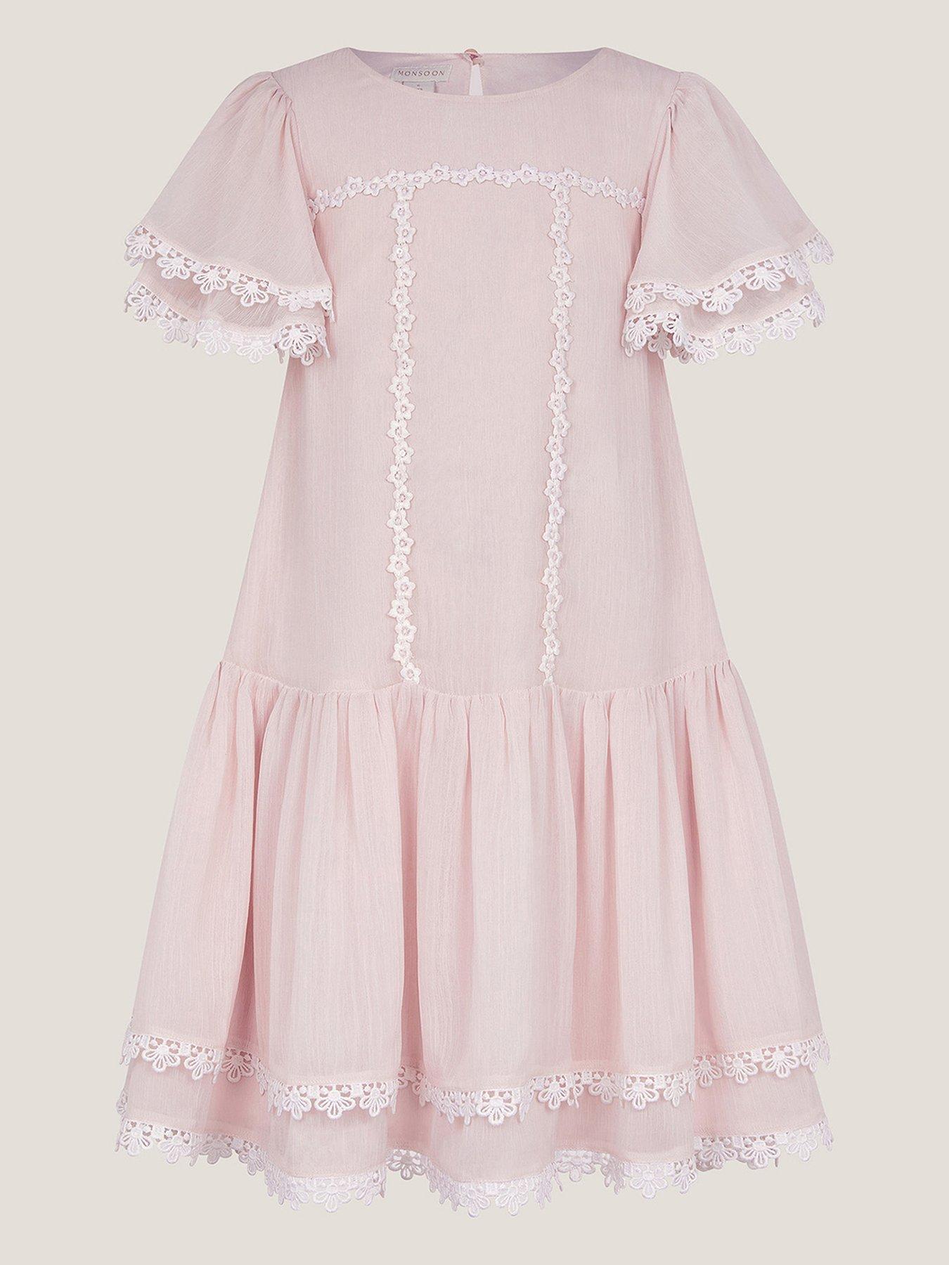 undefined Girls Antonia Drop Waist Flower Dress - Pink