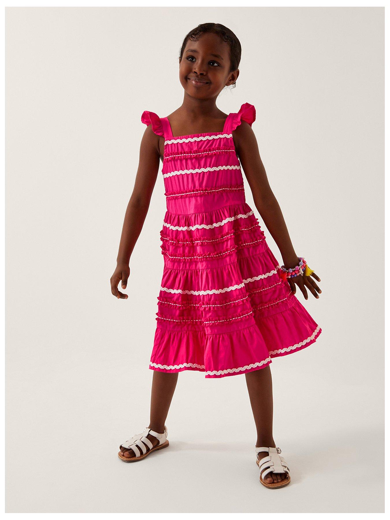undefined Girls Frilly Ric Rac Sundress - Pink
