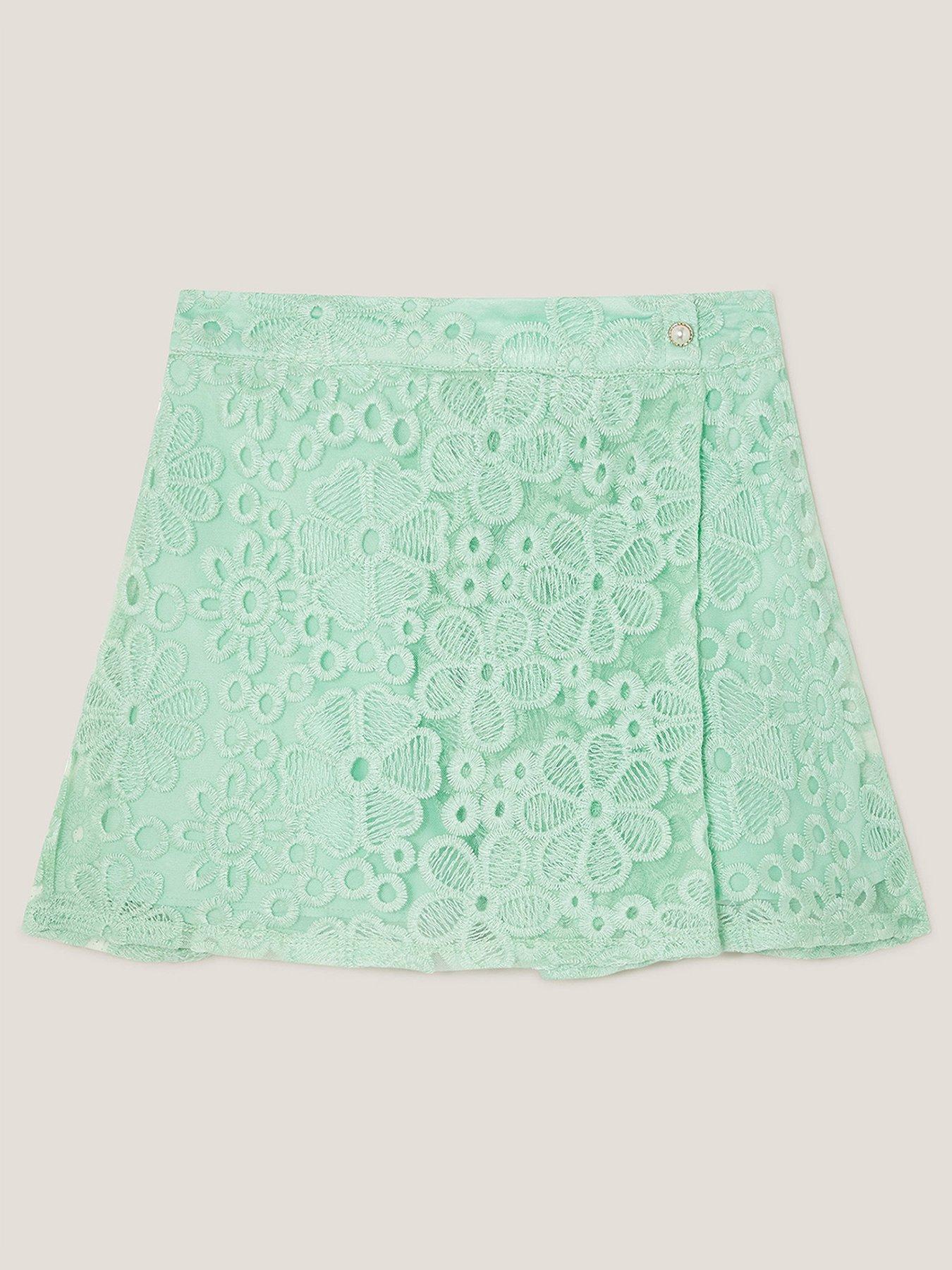 Image of Monsoon Girls Floral Embroidered Skort - Green