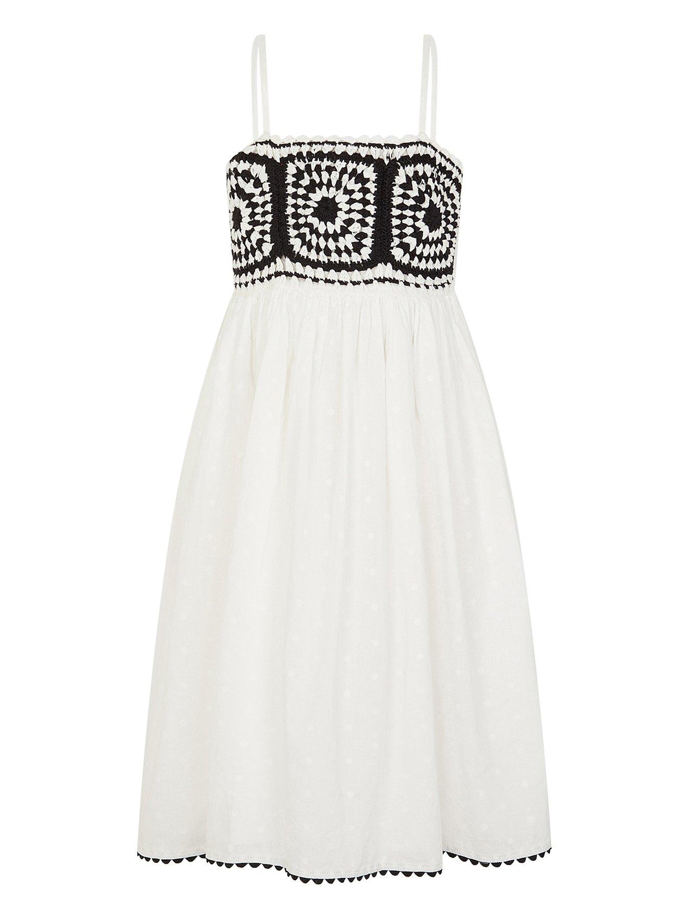 undefined Girls Storm Crochet Yoke Dress - Light Cream