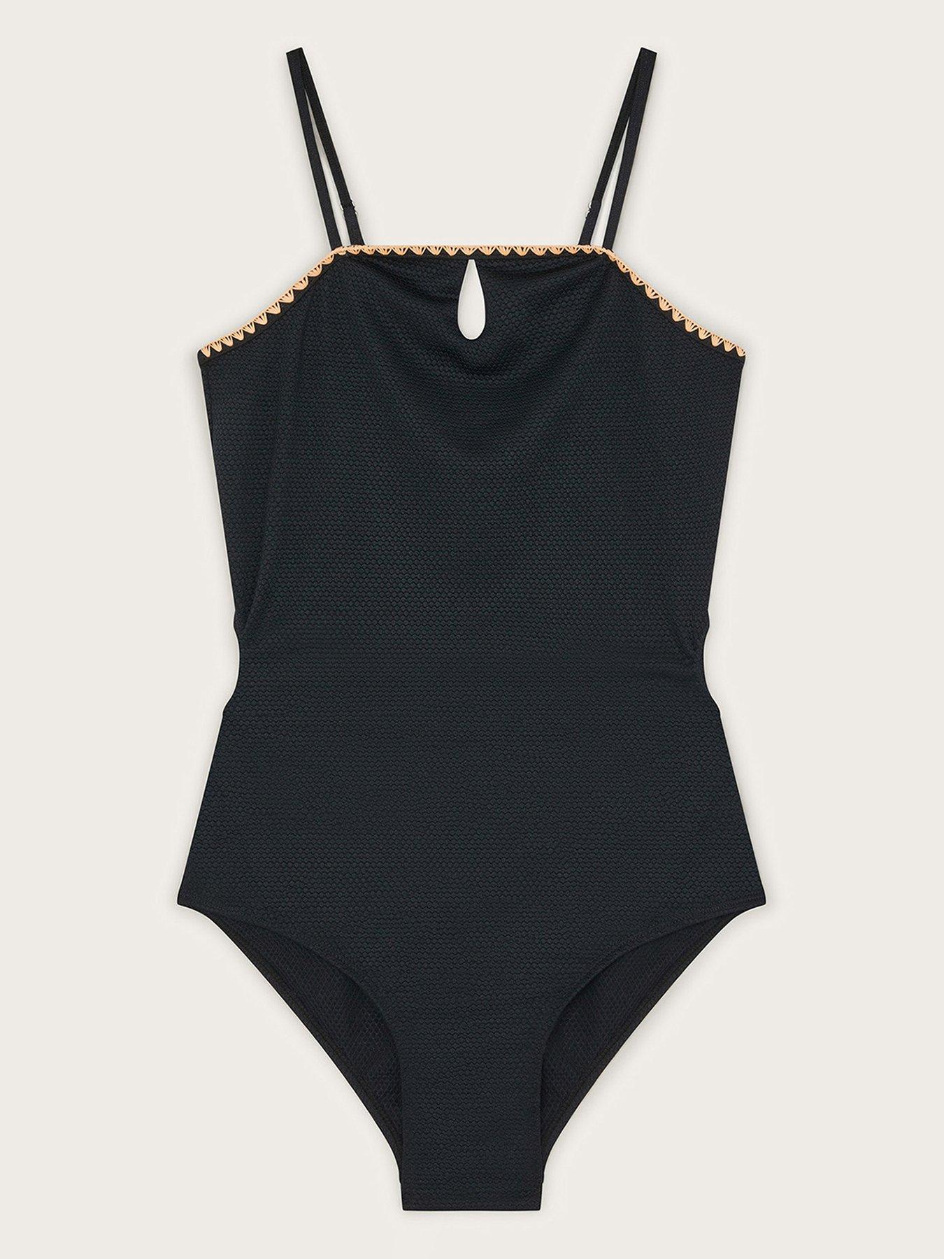 Monsoon Girls Texture Cut-out Swimsuit - Black