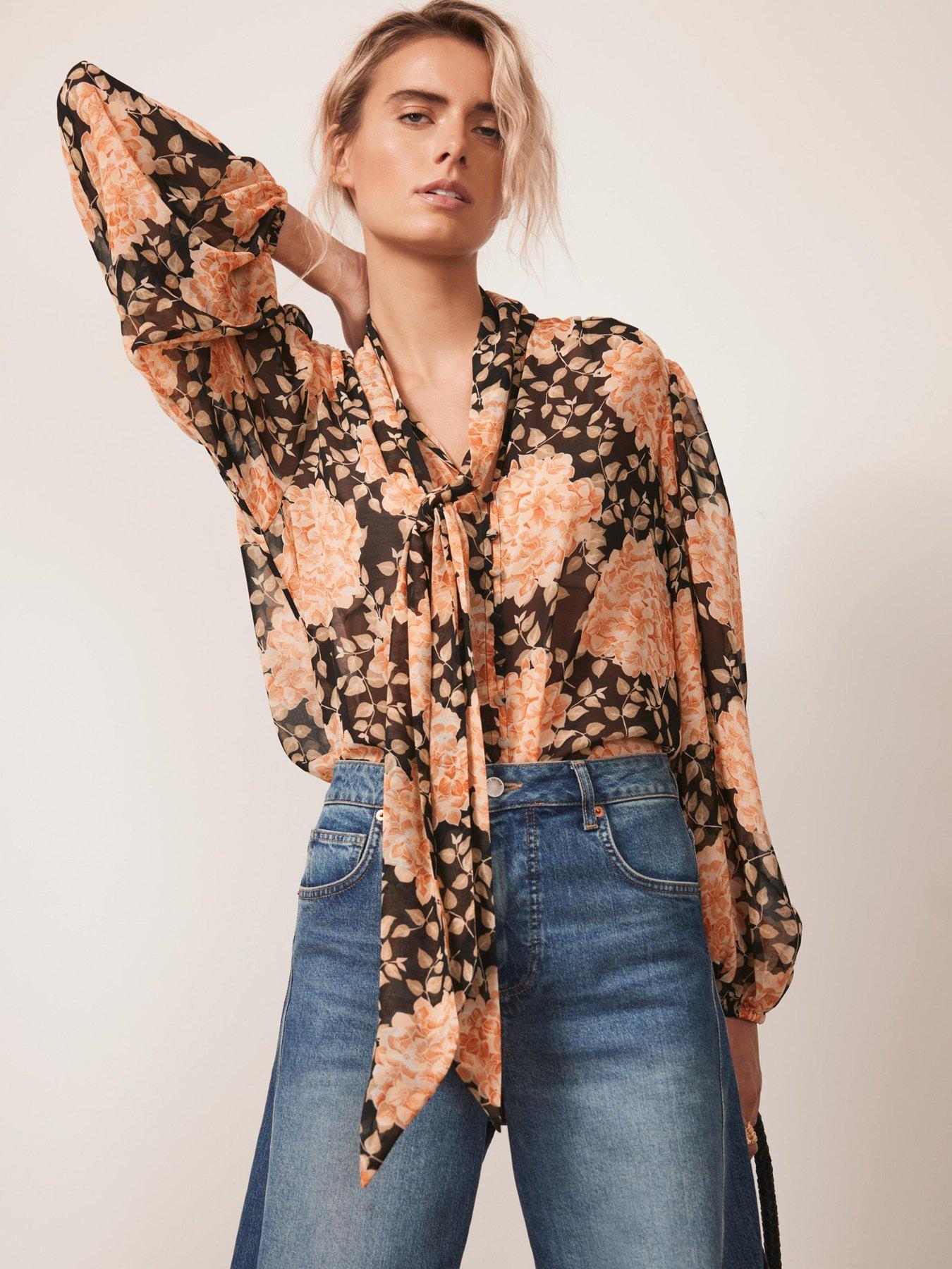 Image 2 of 6 of Mint Velvet Floral Print Blouse - Orange