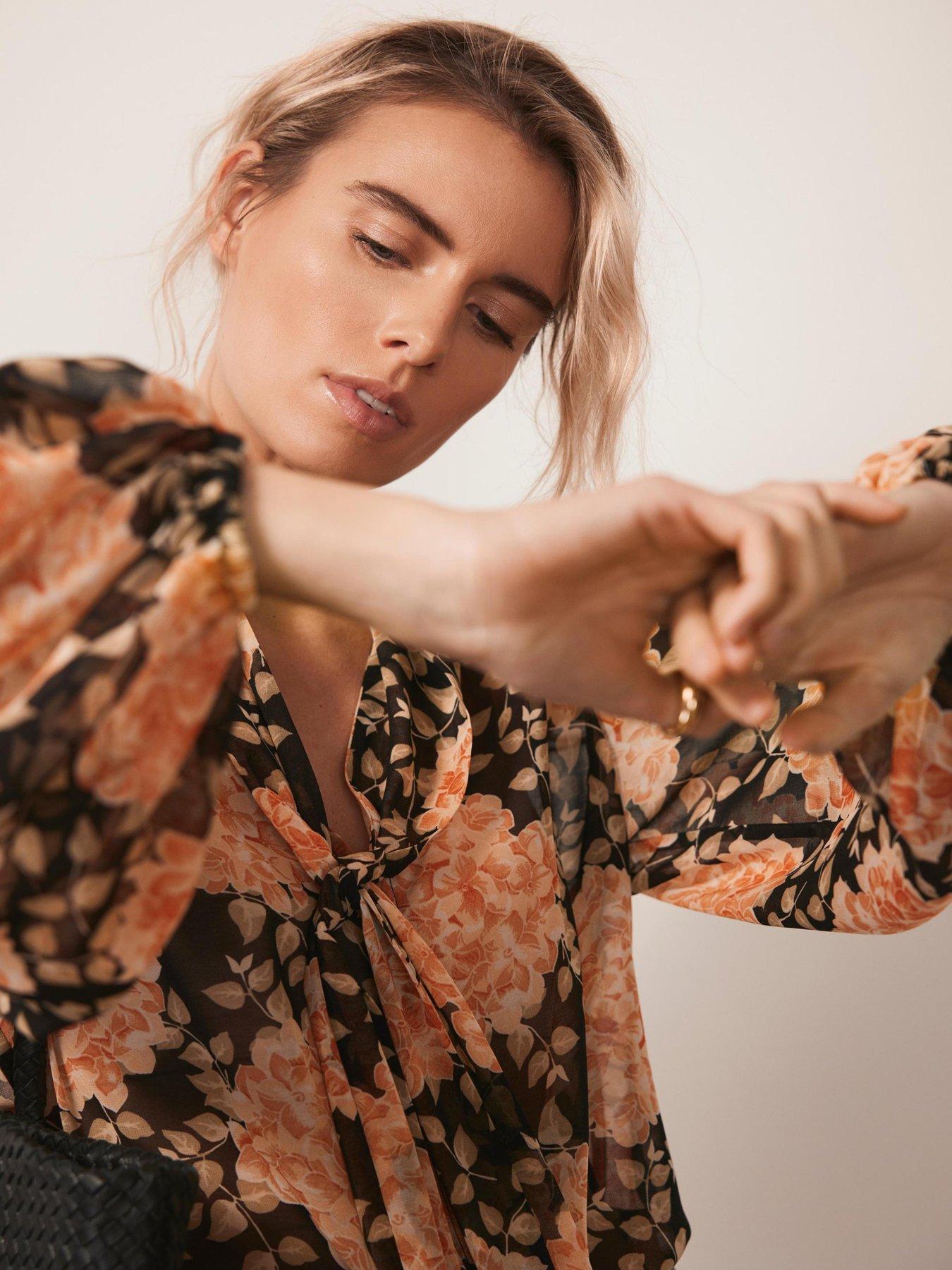 Image 3 of 6 of Mint Velvet Floral Print Blouse - Orange