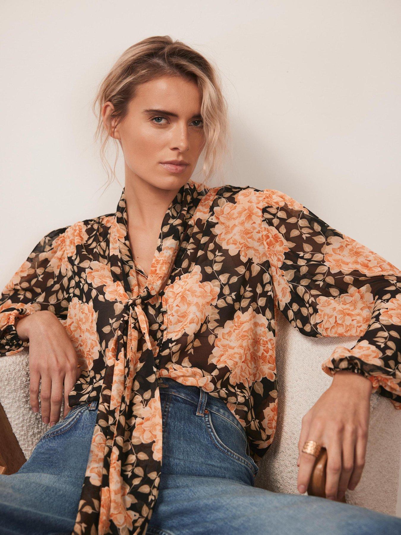 Image 4 of 6 of Mint Velvet Floral Print Blouse - Orange