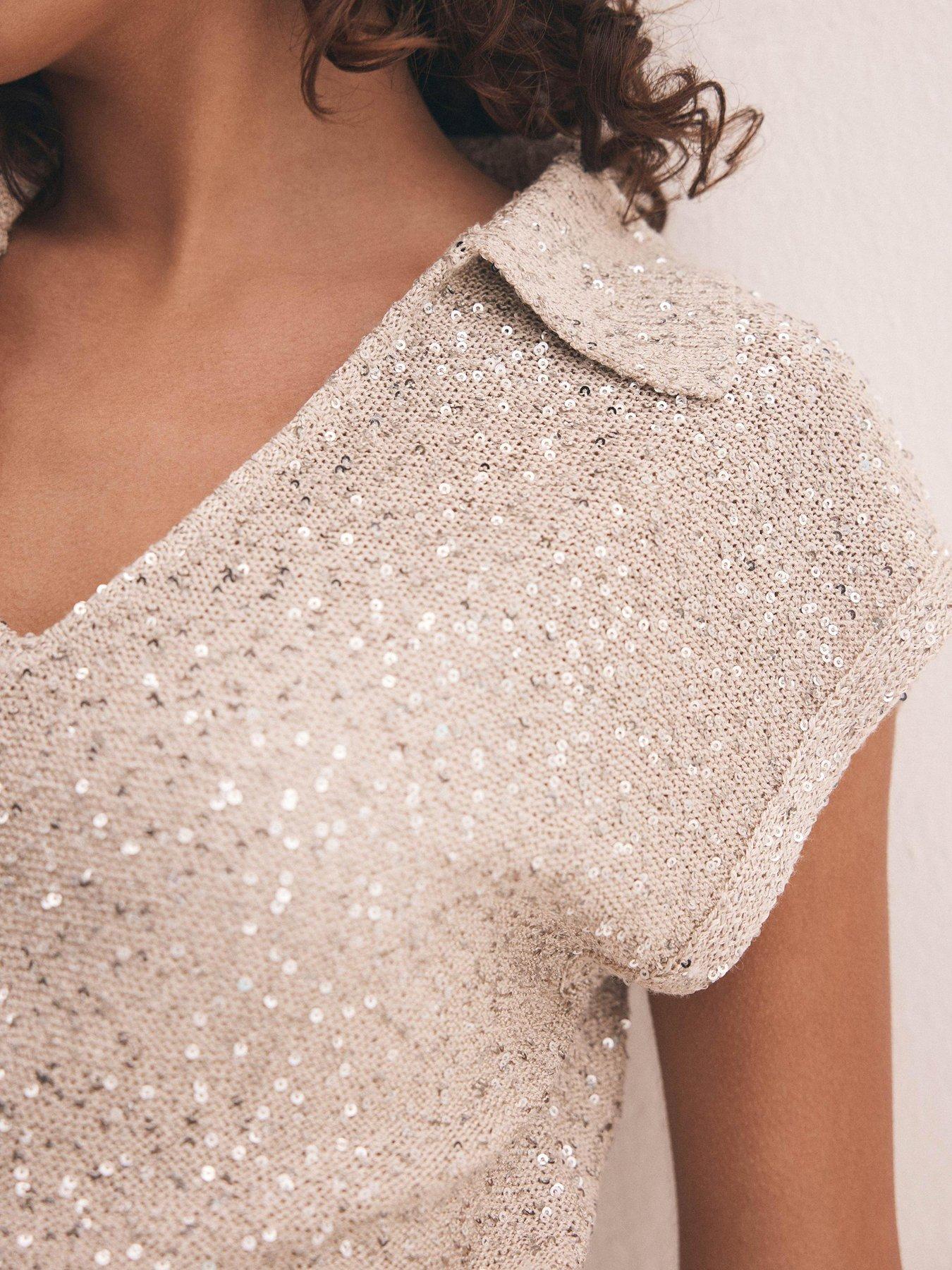 mint-velvet-neutral-sequin-midi-dress-beigeoutfit