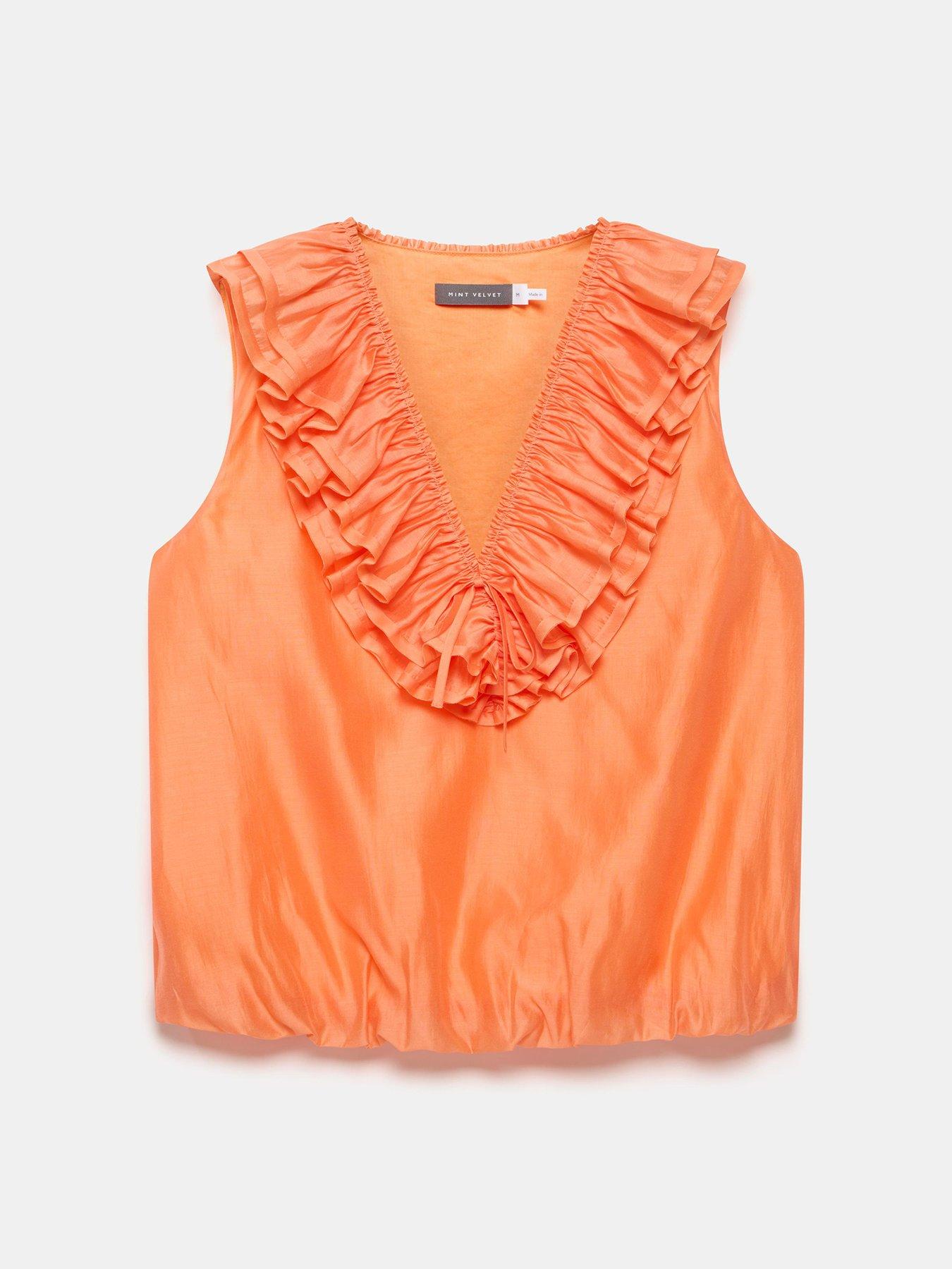 mint-velvet-ruffle-front-top-orangedetail