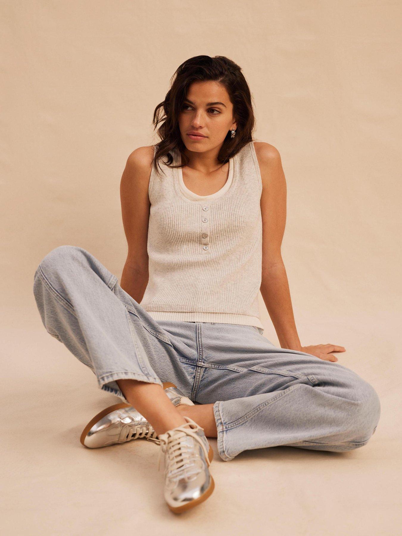 mint-velvet-double-layer-knit-top-greystillFront