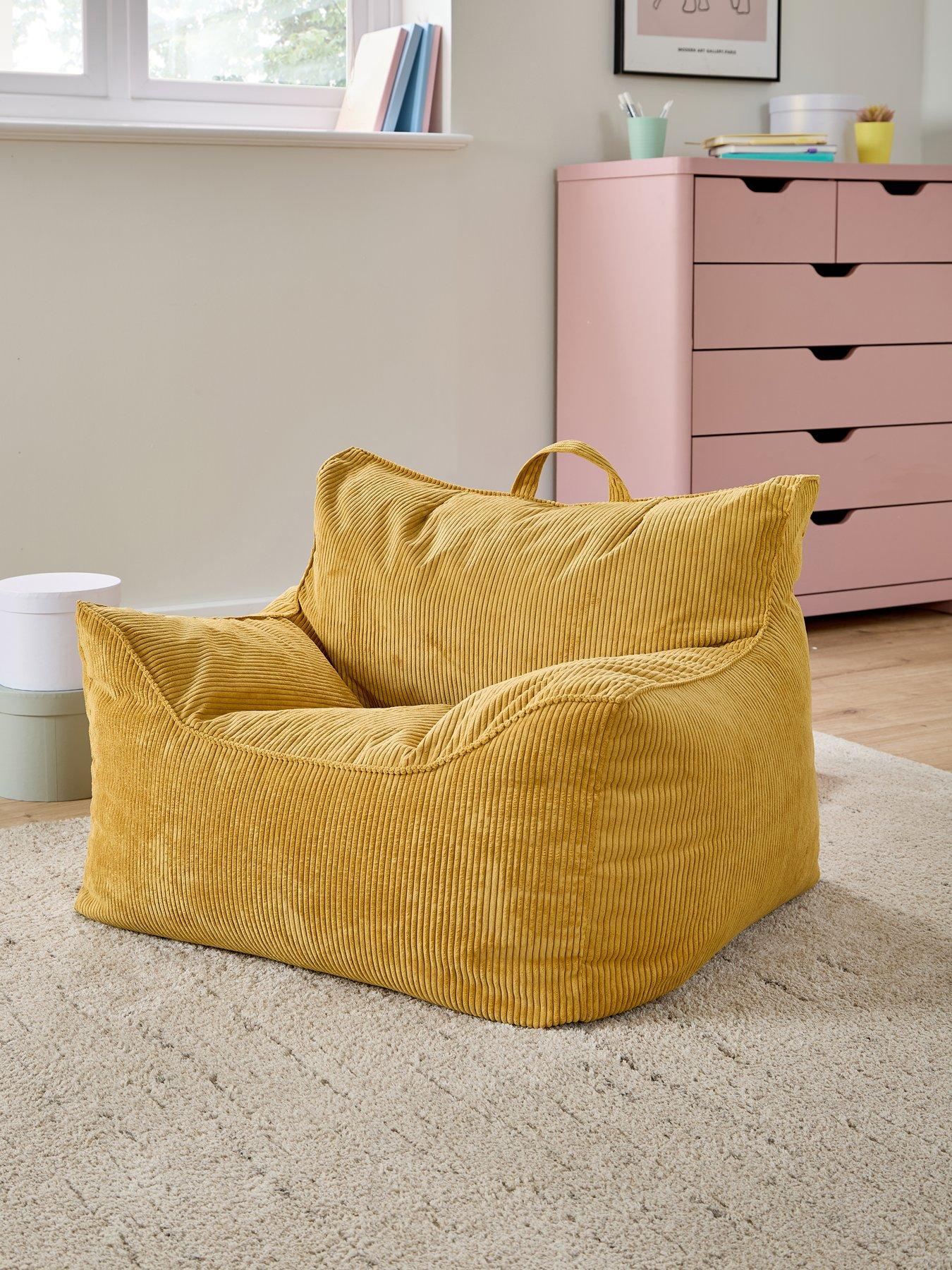 undefined Kaikoo Wing Cord Beanbag Chair- Mustard