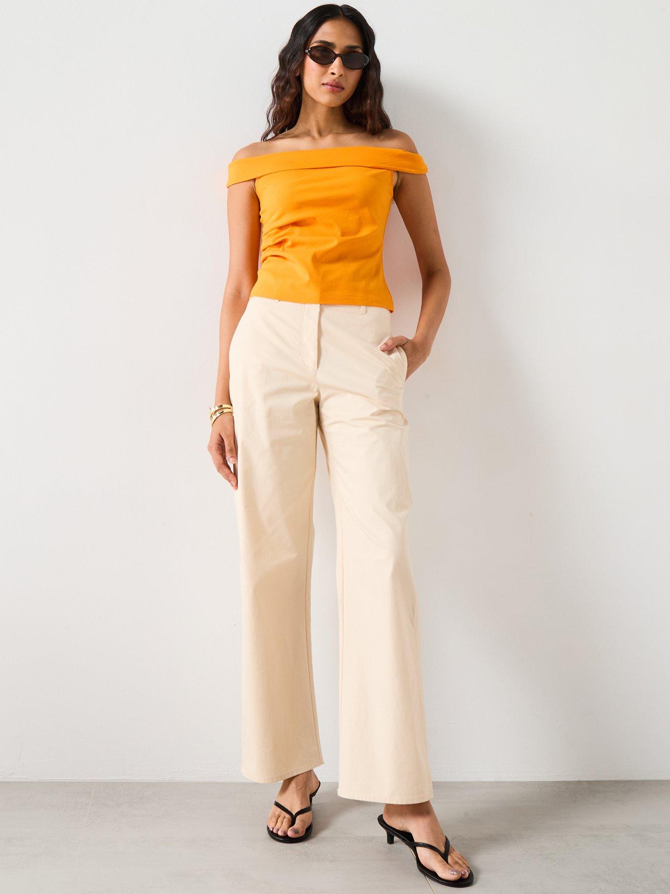 mango-asymmetrical-strapless-top-orangedetail