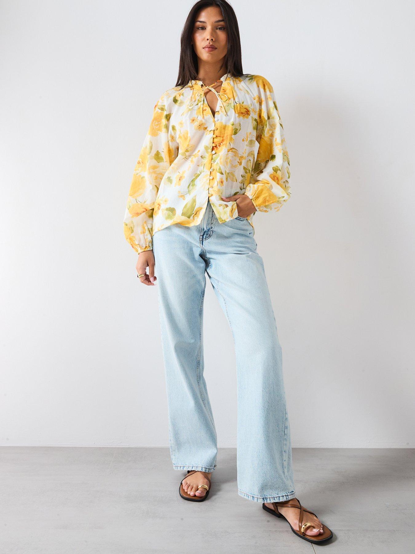 mango-floral-blouse-yellowback