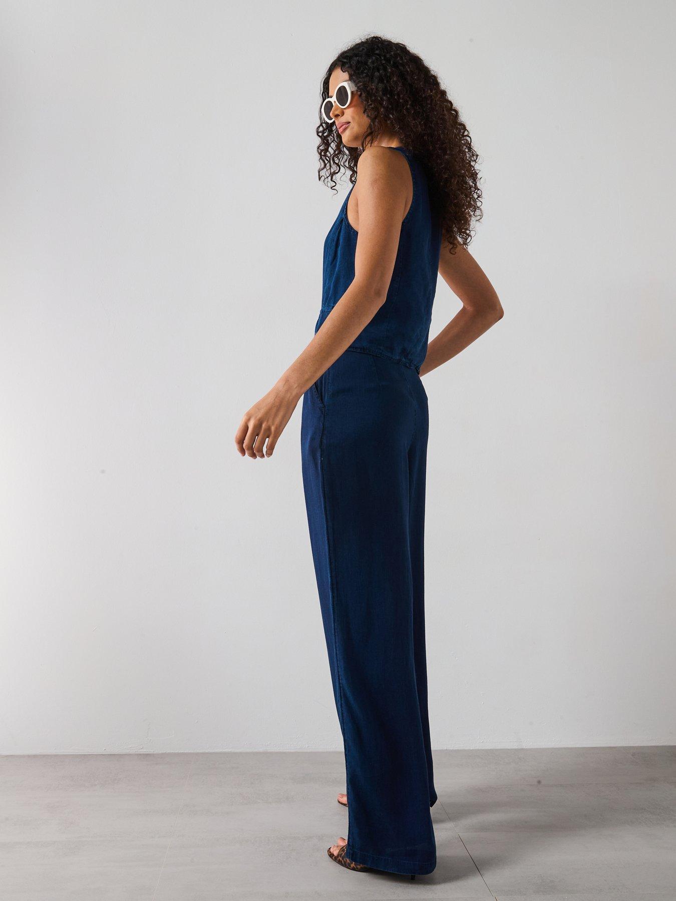 Image 2 of 6 of Mango Denim Effect Lyocell Waistcoat - Blue