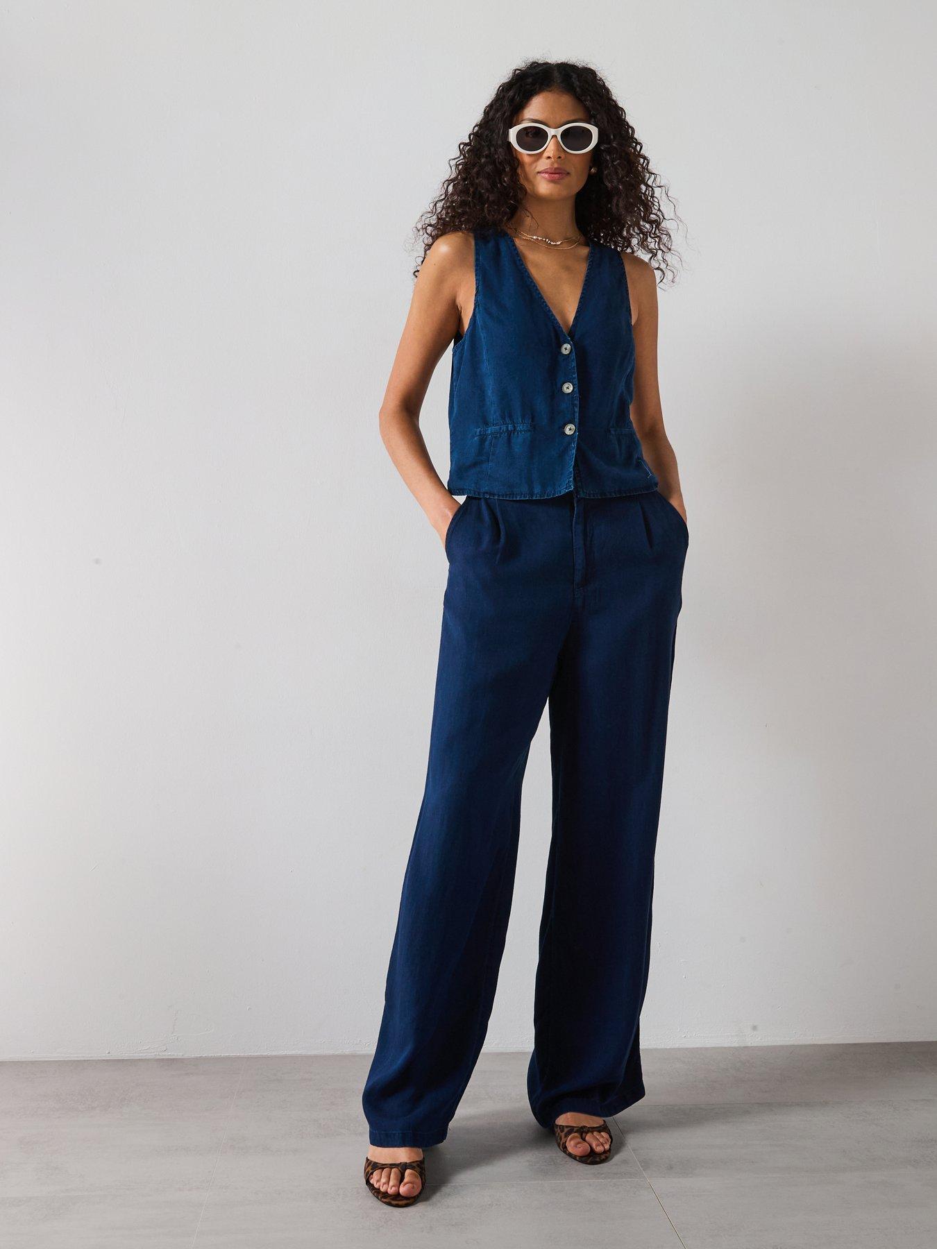 Image 3 of 6 of Mango Denim Effect Lyocell Waistcoat - Blue