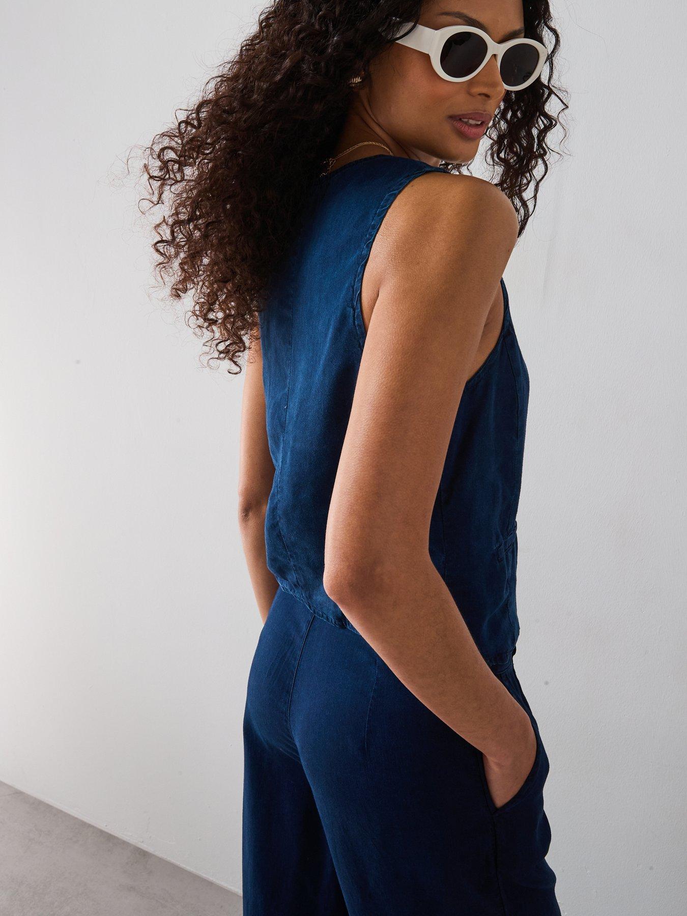 Image 6 of 6 of Mango Denim Effect Lyocell Waistcoat - Blue