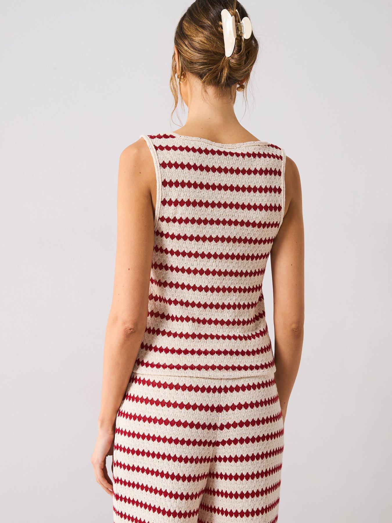 Image 2 of 5 of Mango Knitted Top With Geometric Print - Red