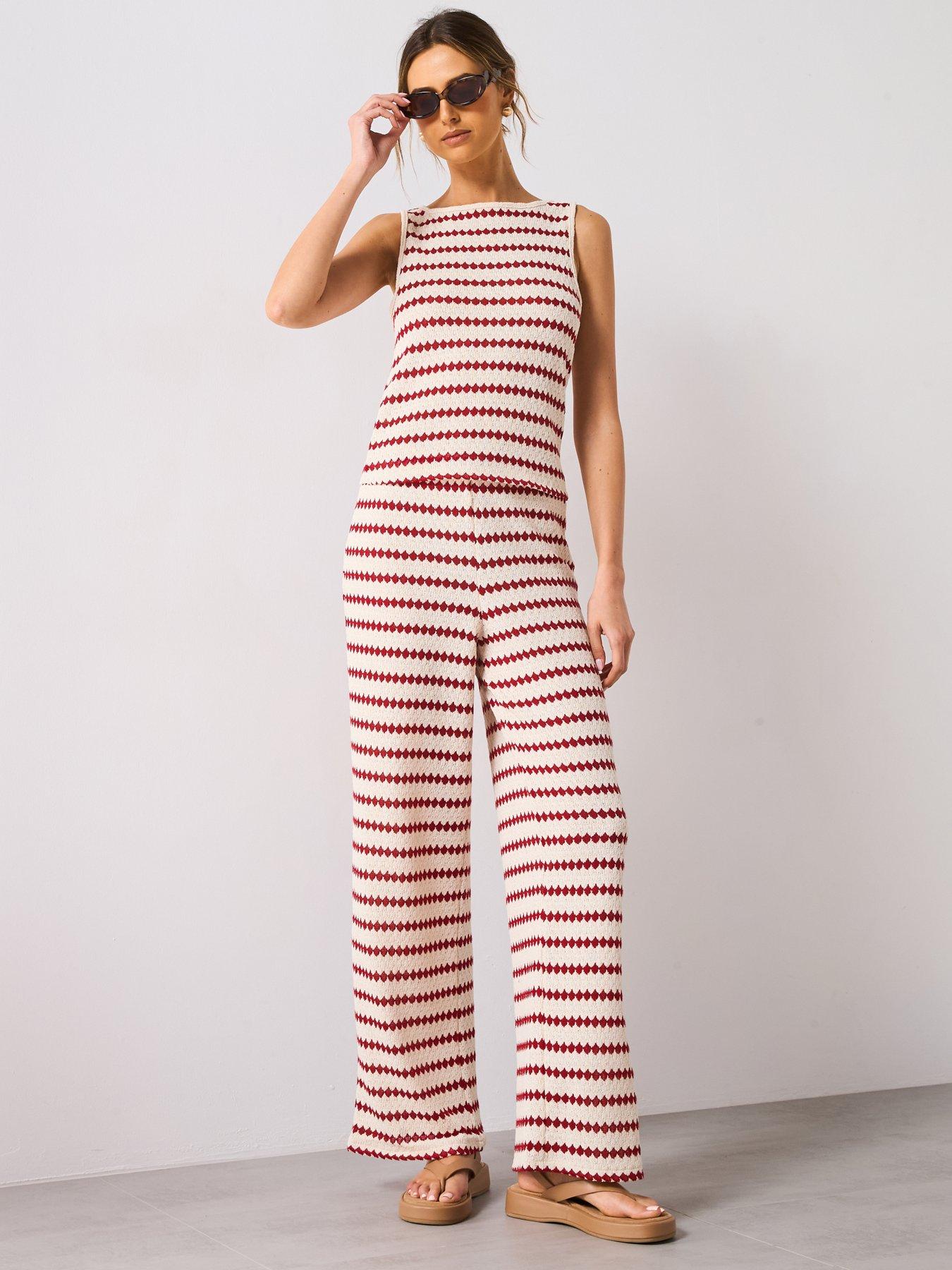 Image 3 of 5 of Mango Knitted Top With Geometric Print - Red