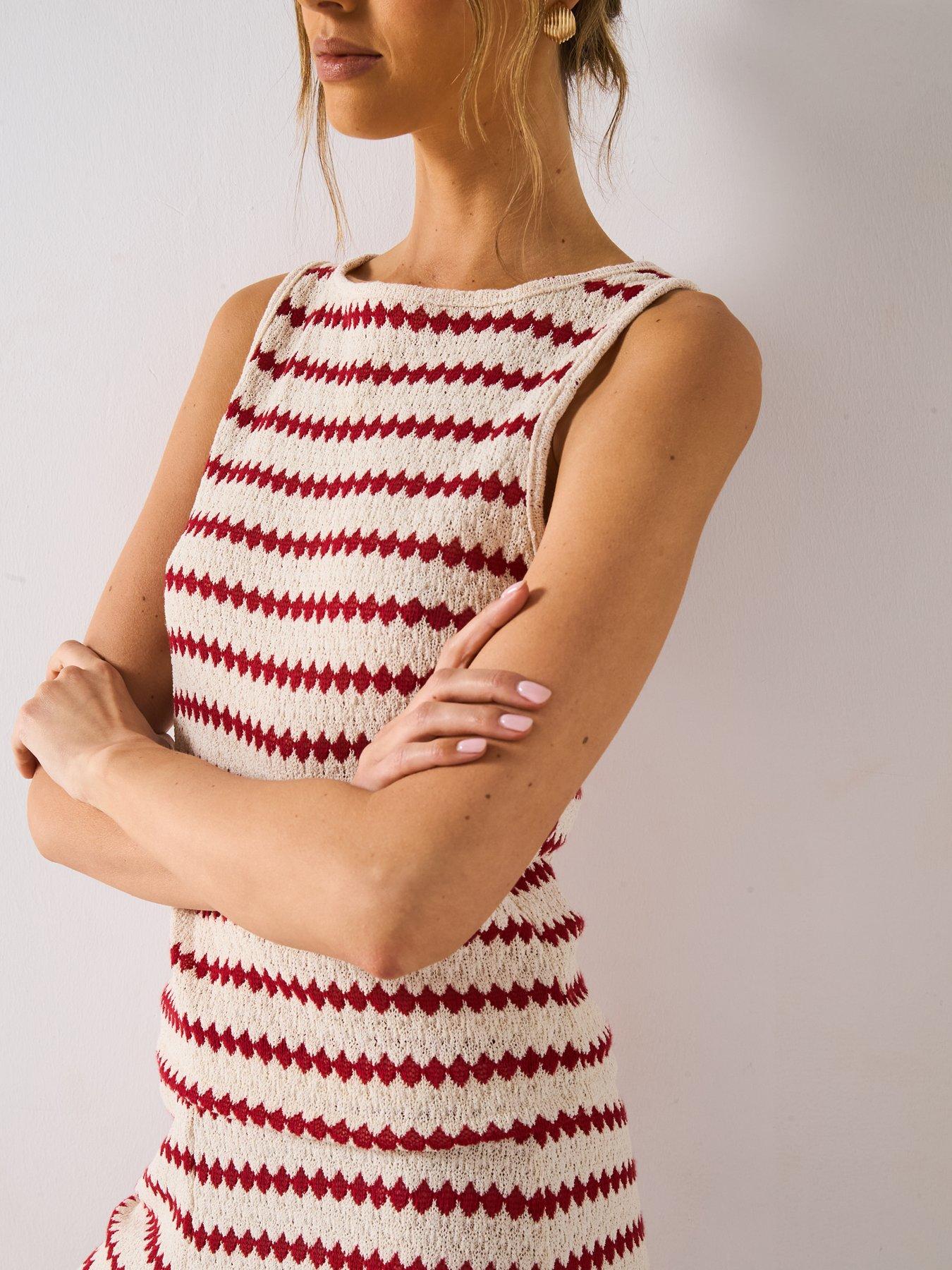Image 4 of 5 of Mango Knitted Top With Geometric Print - Red