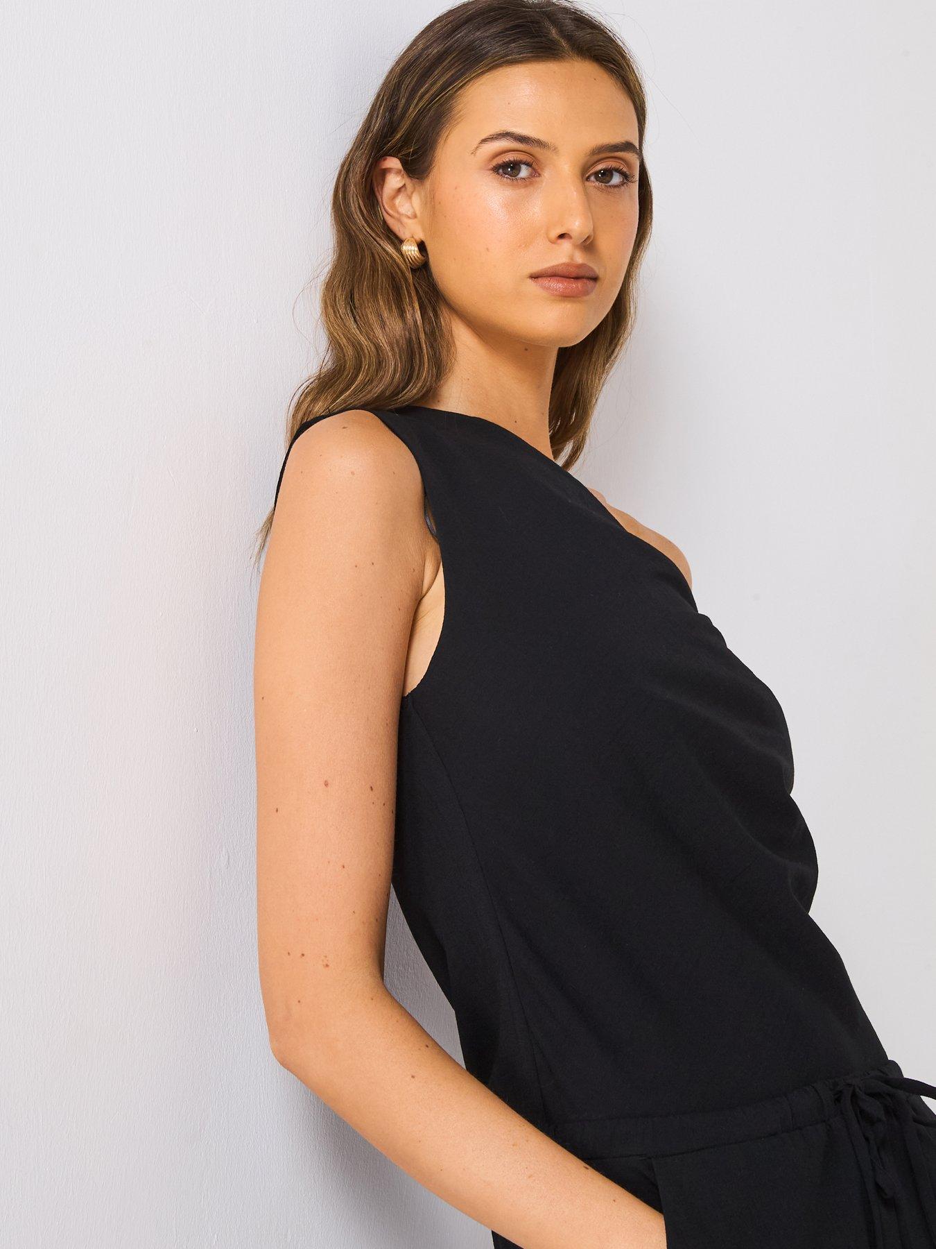 mango-asymmetrical-draped-strap-top-blackdetail