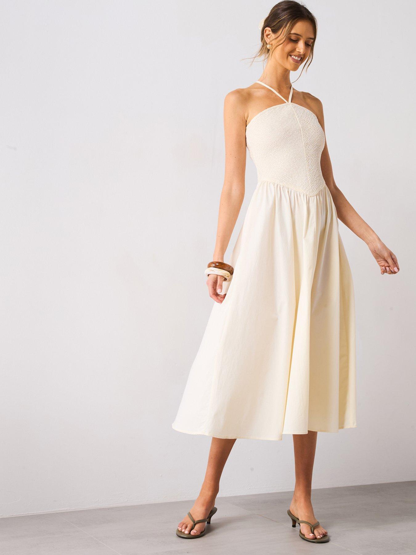 Mango Combined Halter Dress - Cream