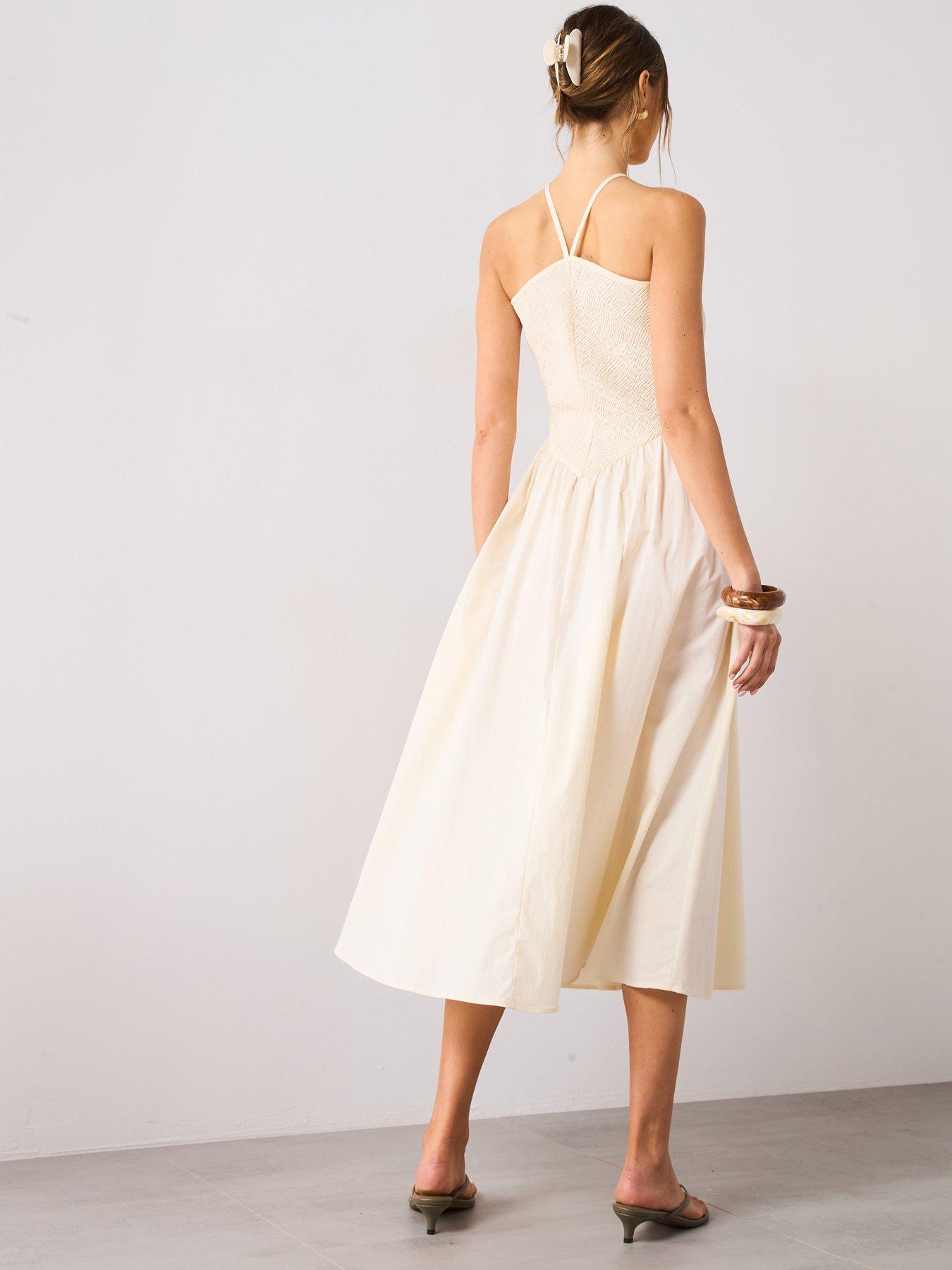 Image 2 of 5 of Mango Combined Halter Dress - Cream