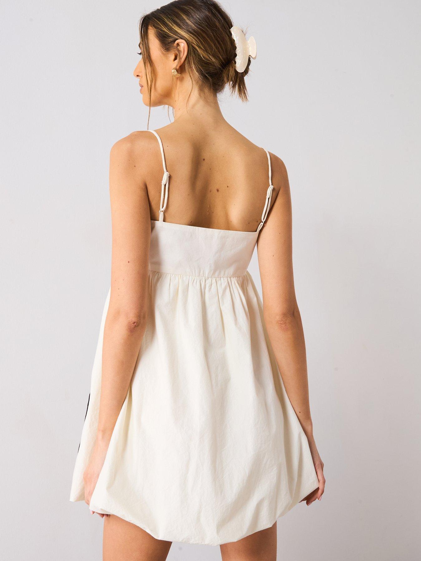 Image 2 of 4 of Mango Balloon Effect Embroidered Dress - Cream