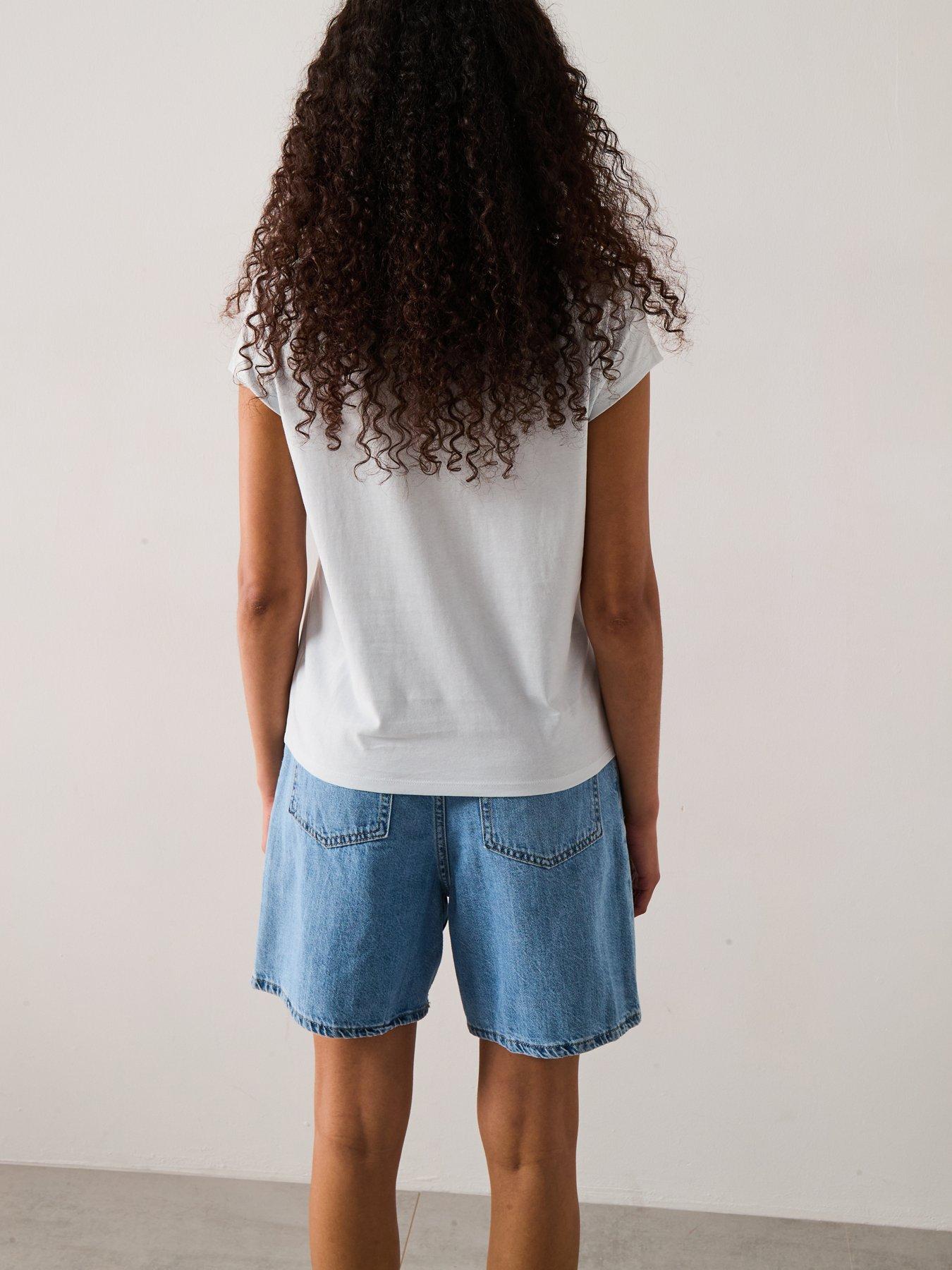 mango-printed-cotton-blend-t-shirt-bluestillFront