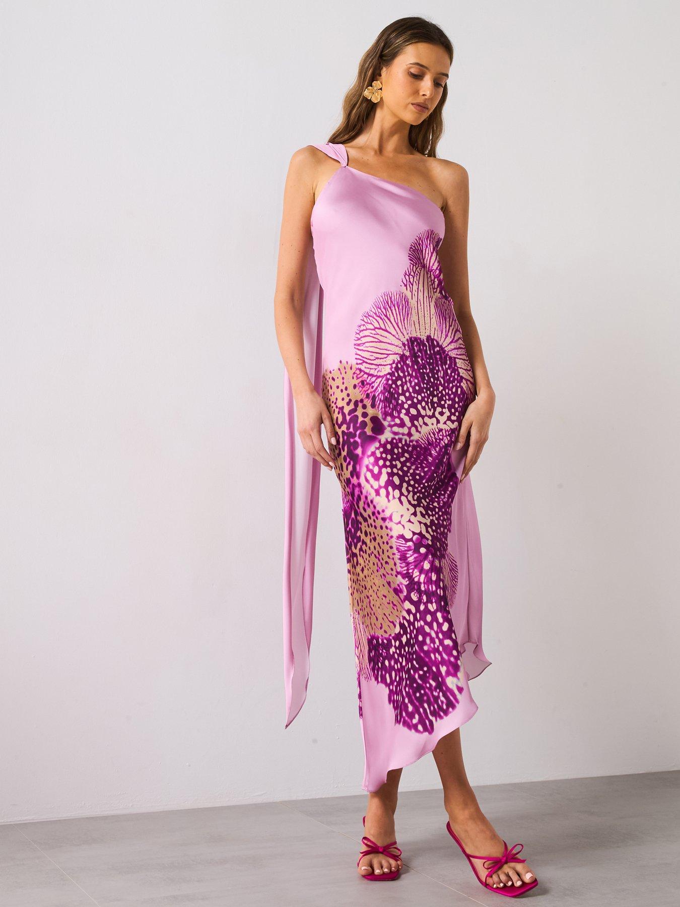 Mango Satin Scarf Dress With Maxi Flower Print - Light Purple | Very Ireland