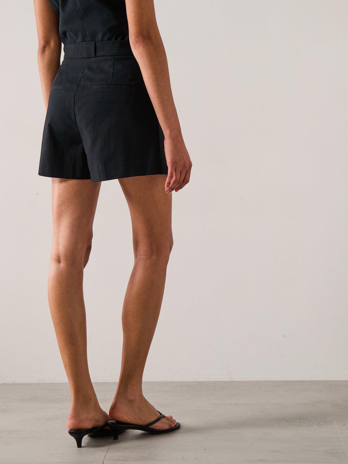 mango-pleated-suit-shorts-blackstillFront