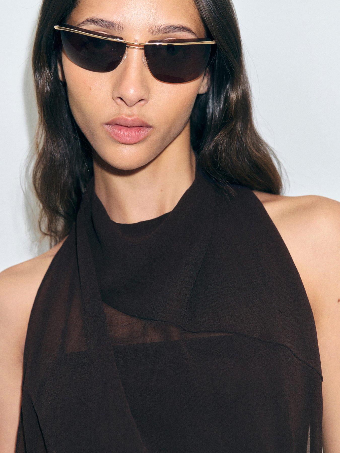 Image 4 of 5 of Mango Supriya Lele X Draped Neck Combined Dress - Dark Brown