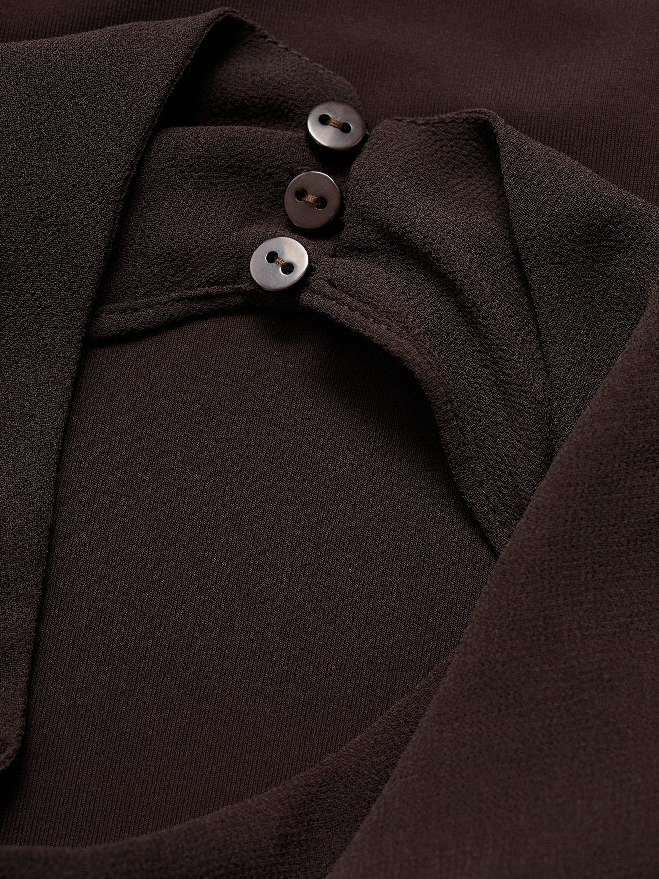 Image 5 of 5 of Mango Supriya Lele X Draped Neck Combined Dress - Dark Brown