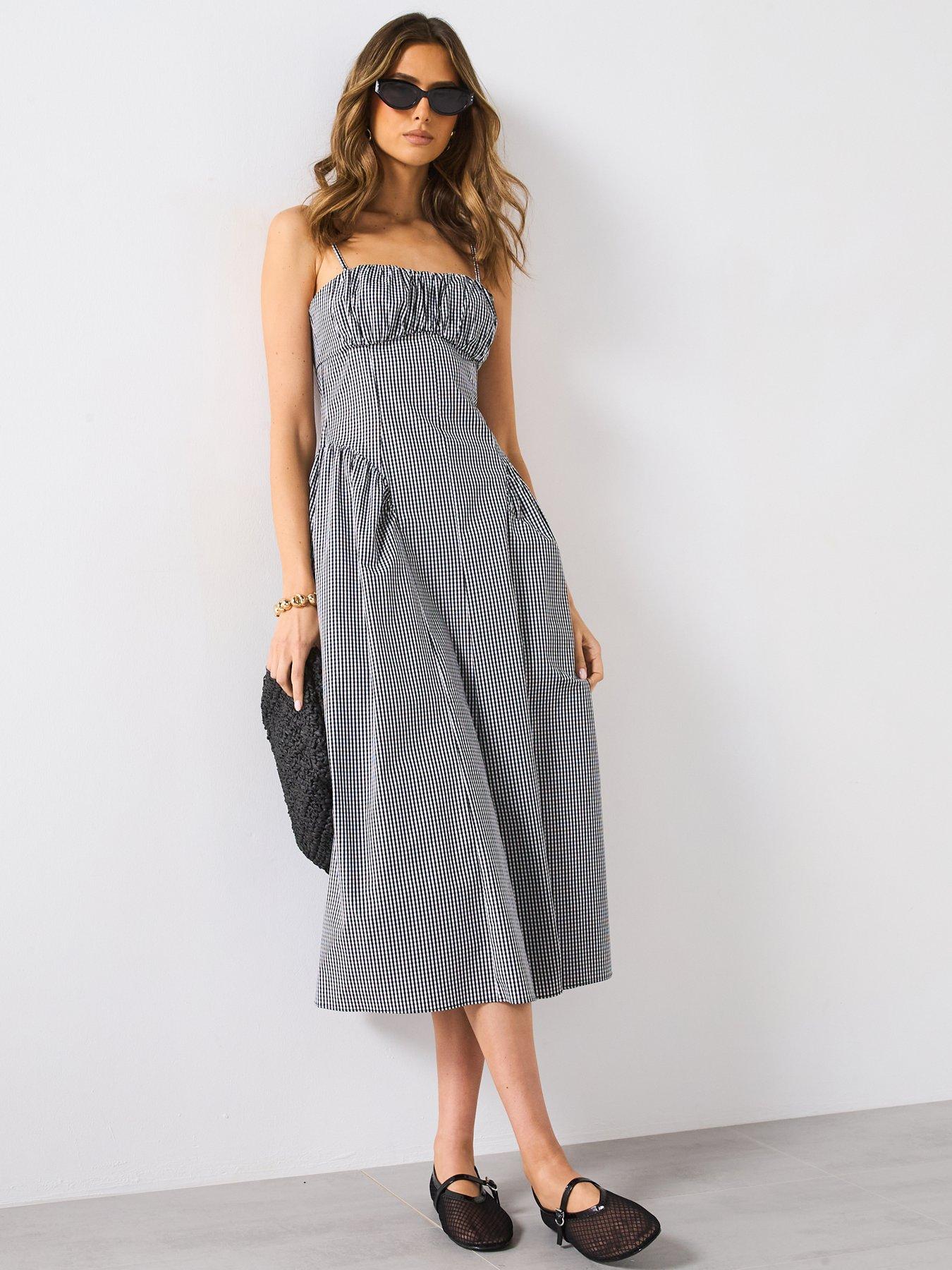 mango-gingham-print-midi-dress-blackback