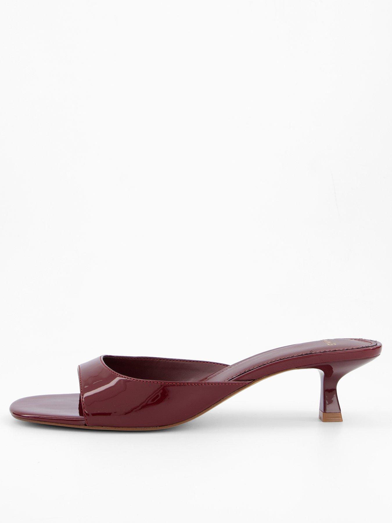 Image 1 of 7 of Mango Patent Leather Effect Heeled Sandal - Red