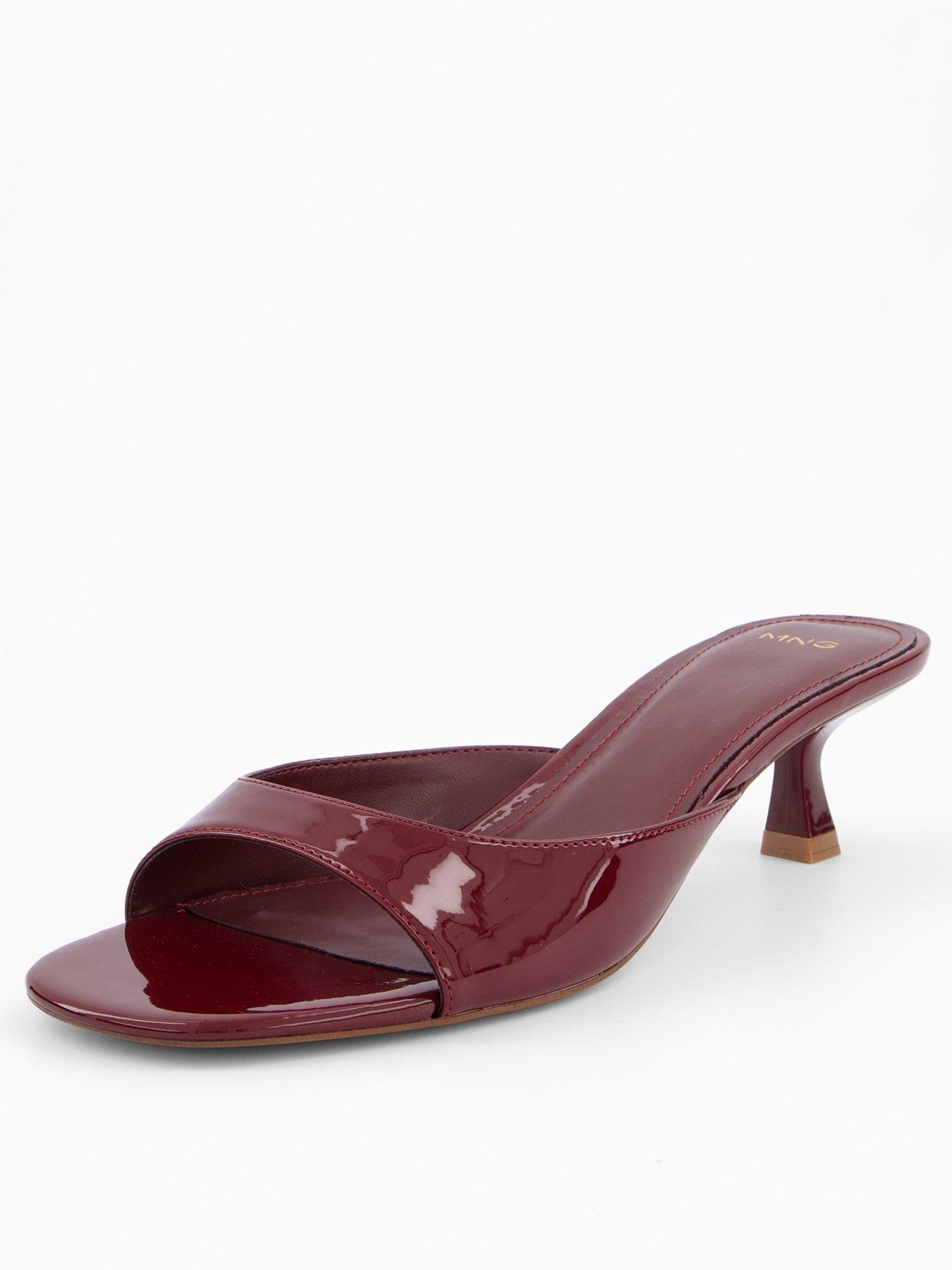 Image 2 of 7 of Mango Patent Leather Effect Heeled Sandal - Red