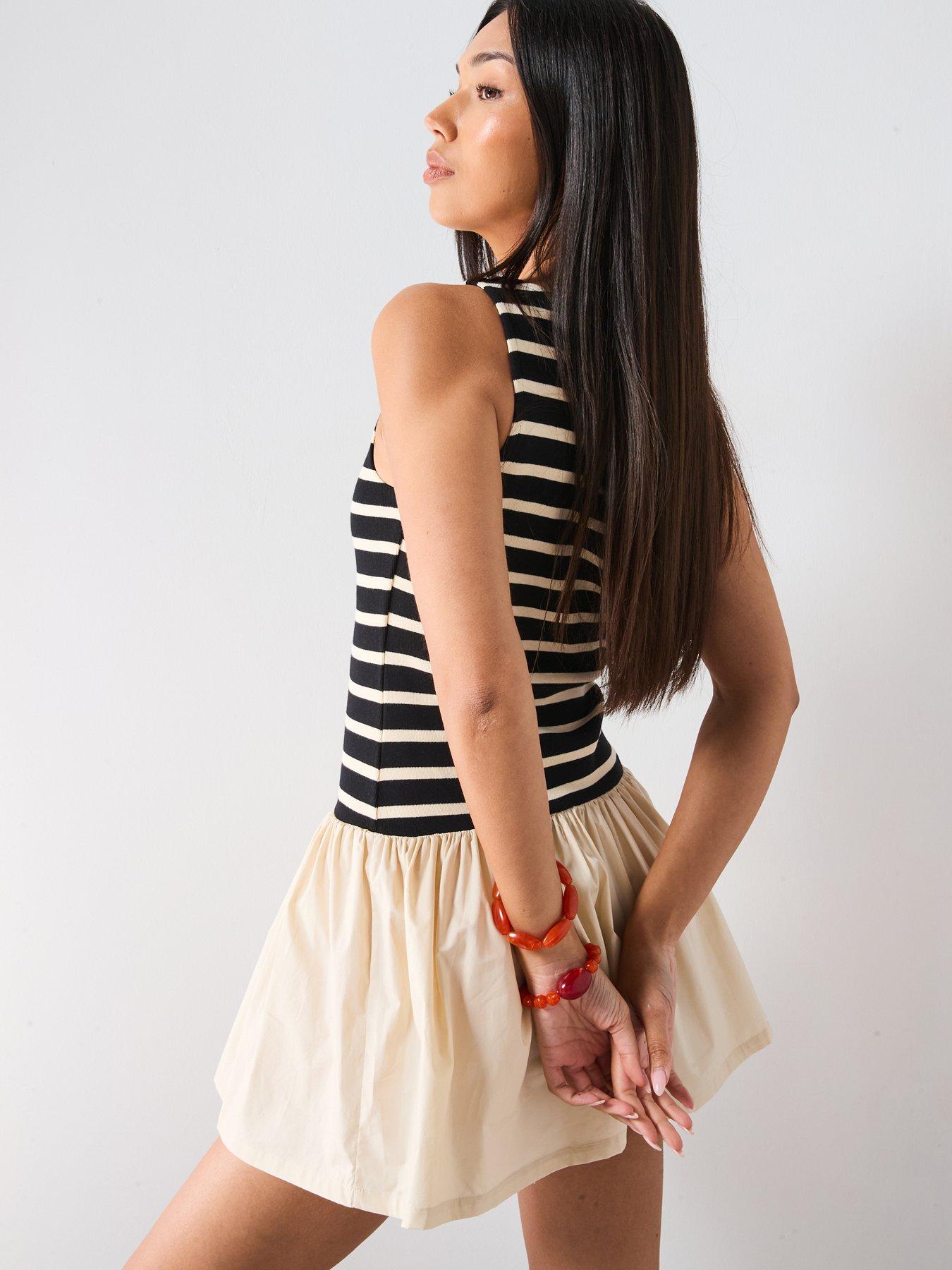 mango-short-dress-combined-design-blackstillFront