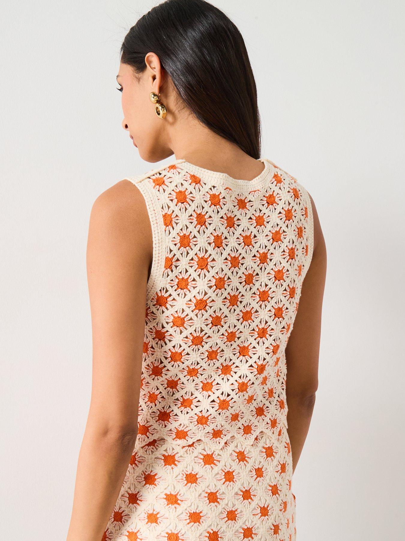 Image 2 of 6 of Mango Crochet Top With Ties - Orange