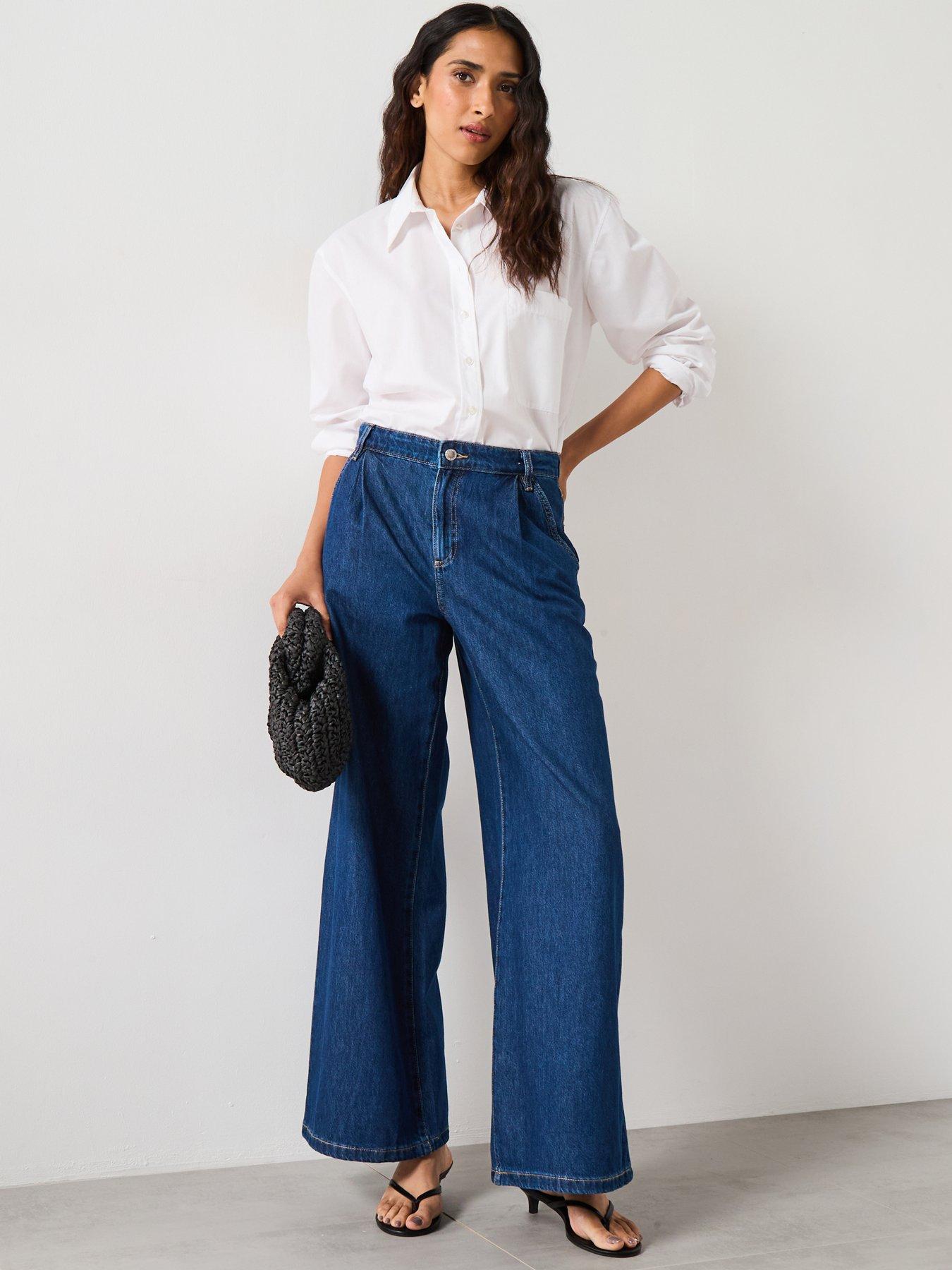 mango-wide-leg-pleated-jeans-dark-blueoutfit