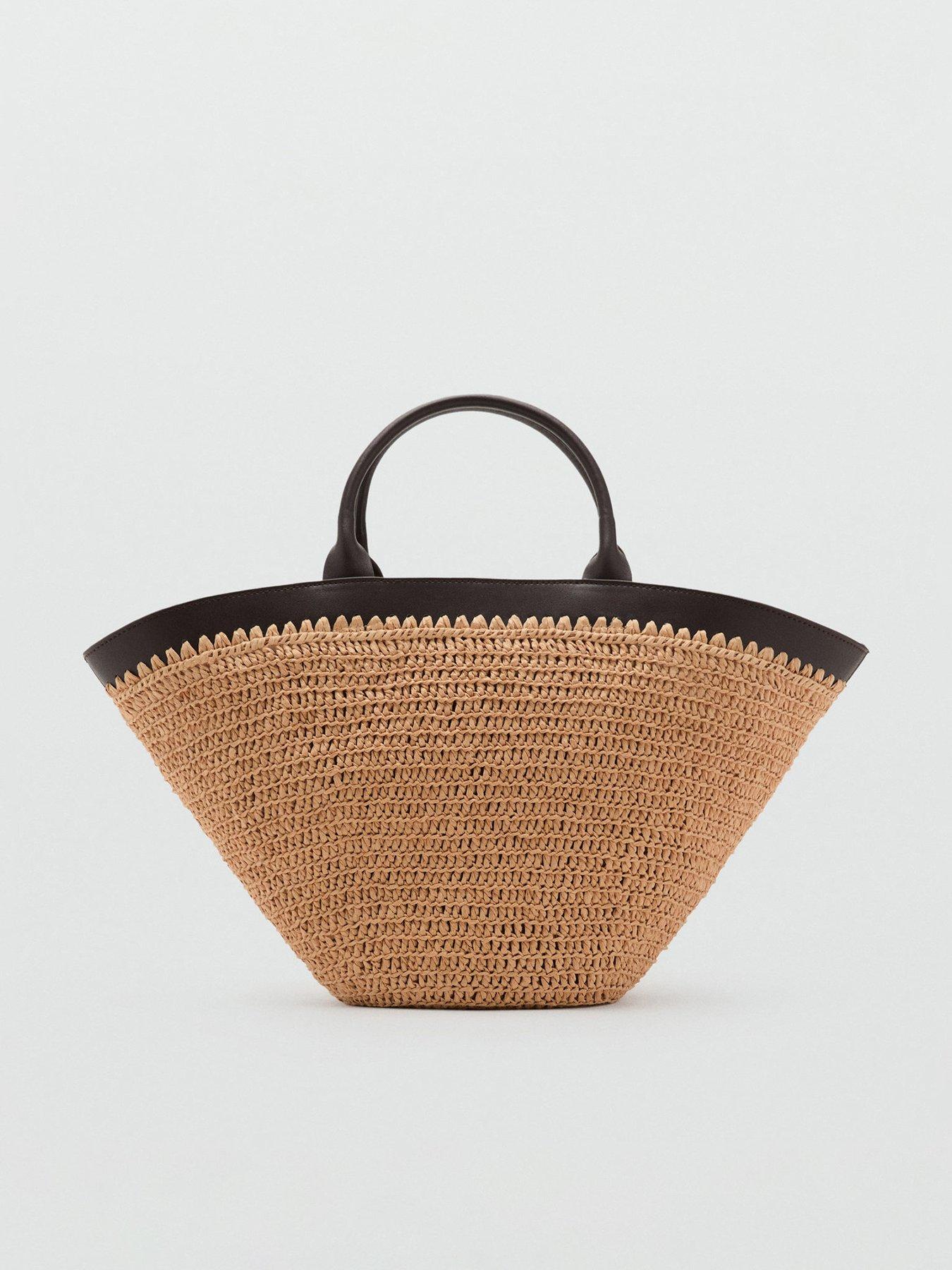 Image 1 of 5 of Mango Large Double Handle Natural Fibre Bag - Dark Brown