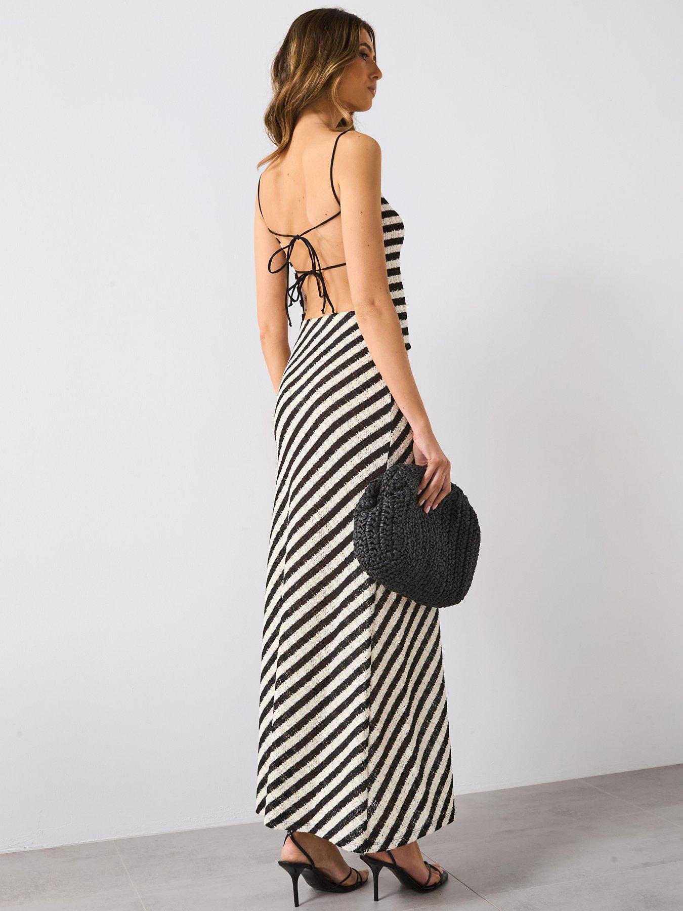 Image 2 of 6 of Mango Striped Knit Fitted Top - Black