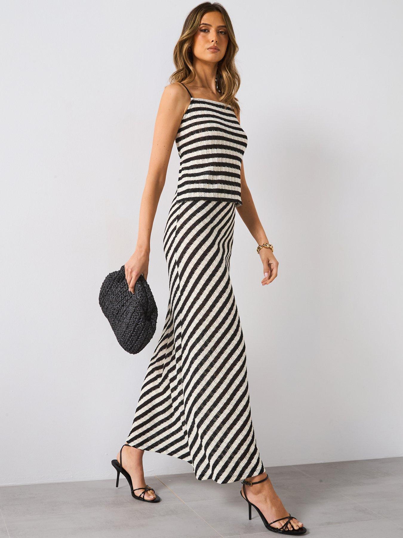 Image 5 of 6 of Mango Striped Knit Fitted Top - Black