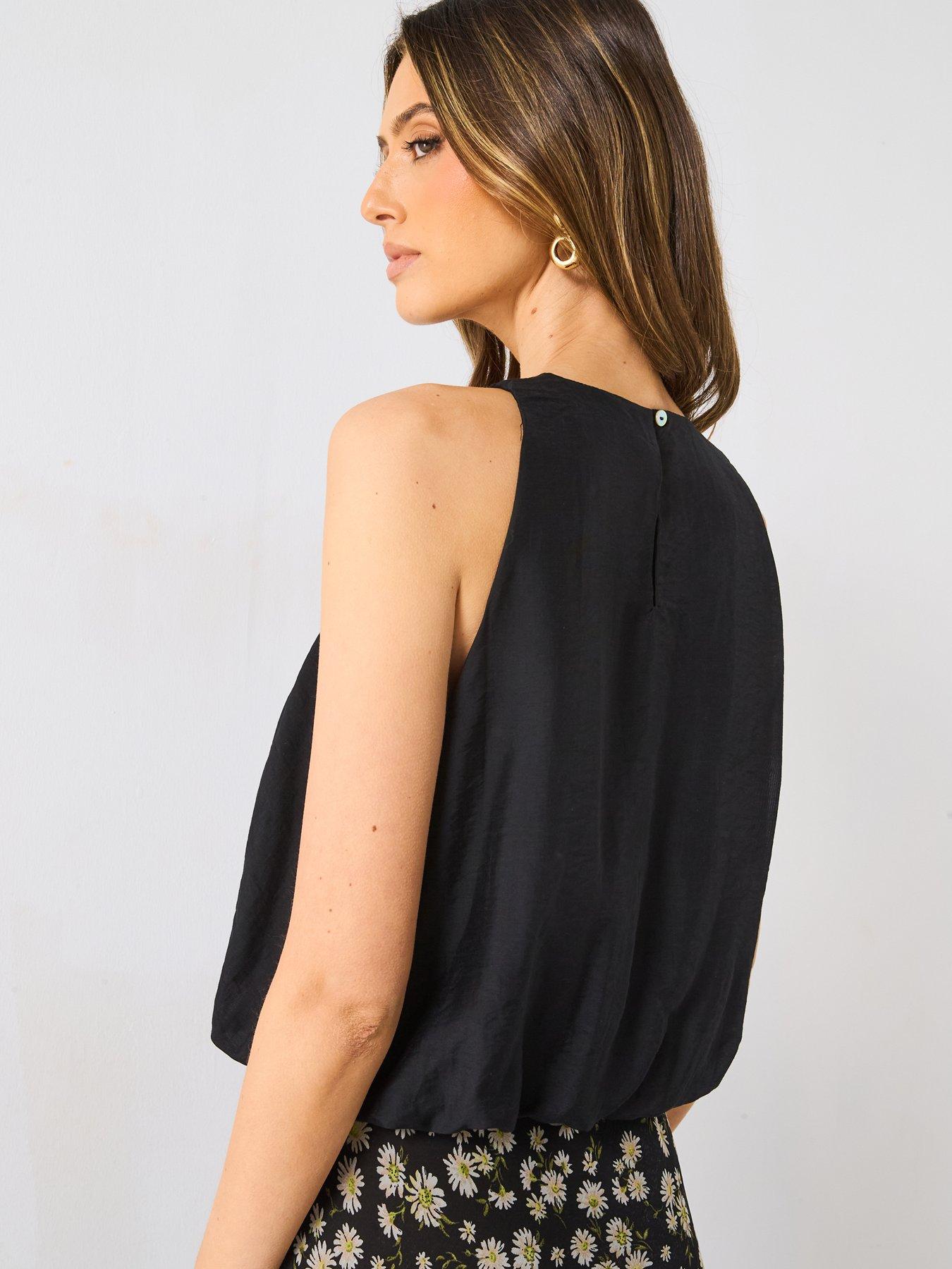 mango-lyocell-blend-top-with-puffed-hem-blackstillFront