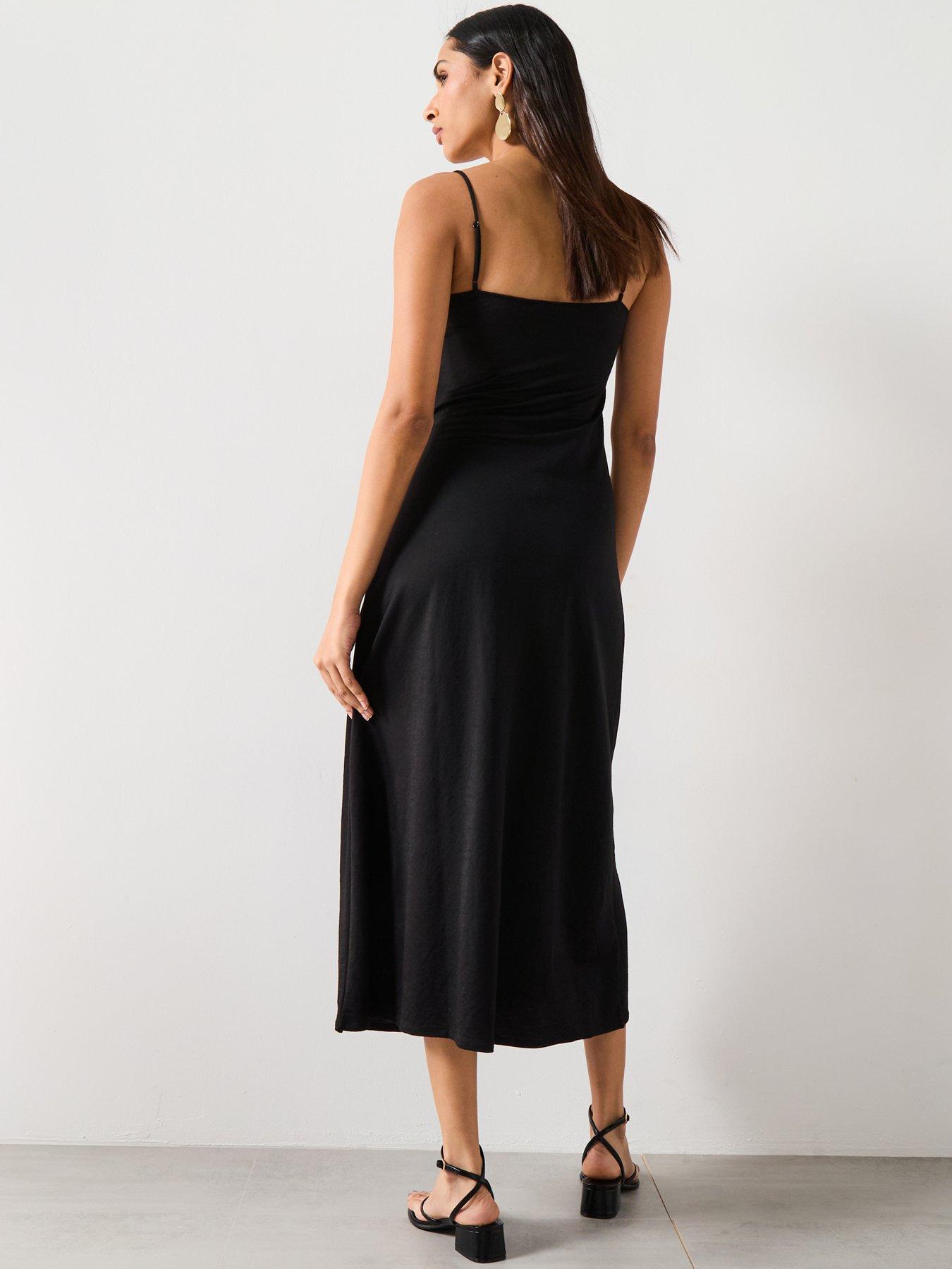 Image 2 of 6 of Mango Long Dress With Bow Neckline - Black