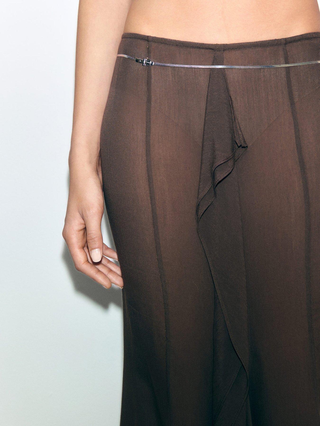 Image 5 of 5 of Mango Supriya Lele X Maxi Skirt With Ruffle Detail - Brown