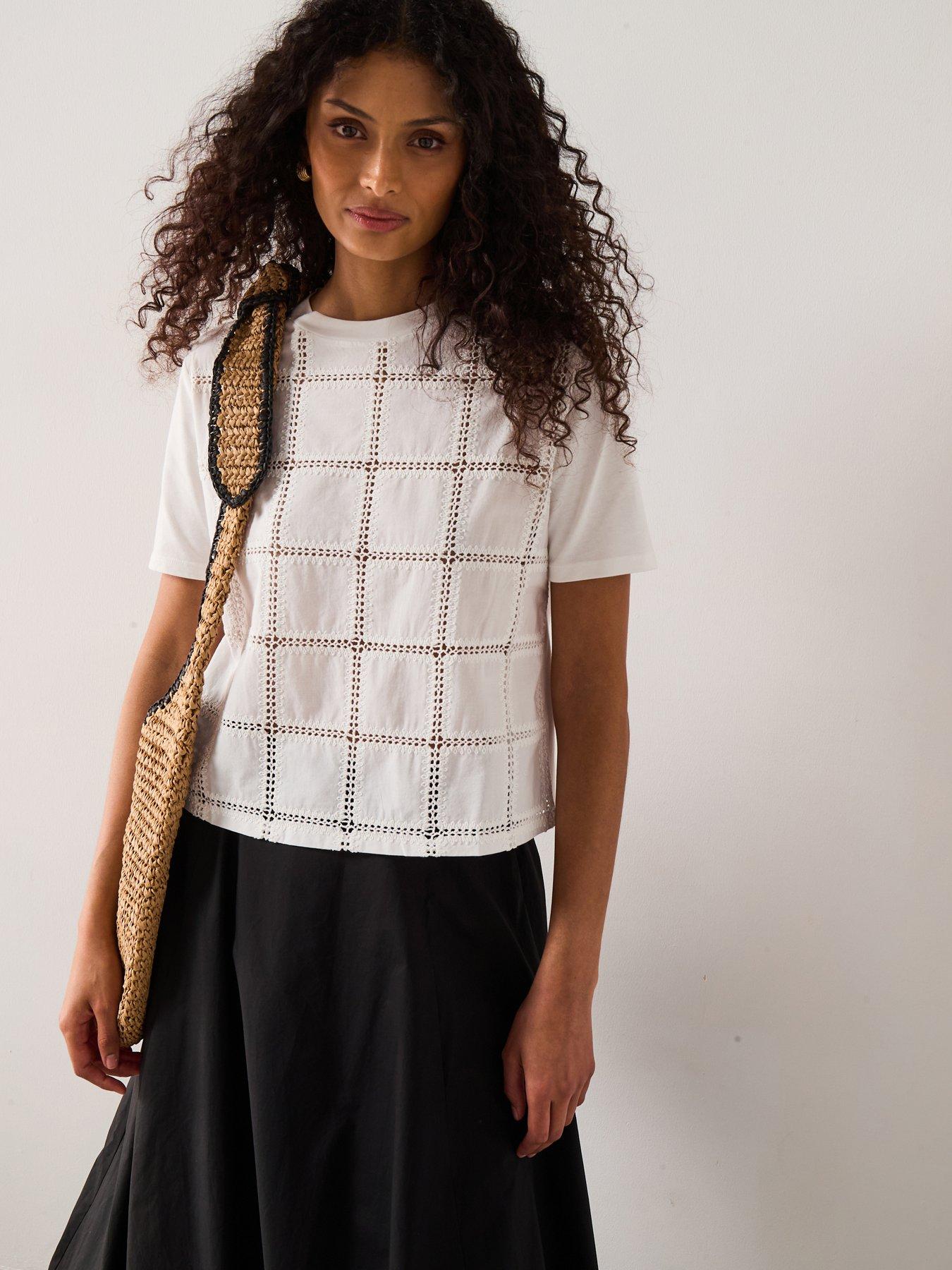 Mango Embroidered Detail T-Shirt - Cream