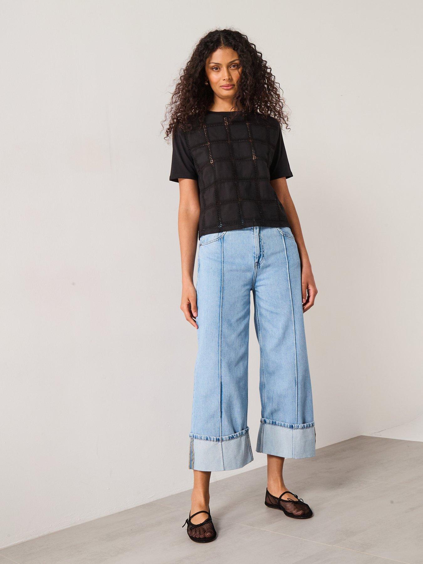Image 3 of 6 of Mango Embroidered Detail T-Shirt - Black