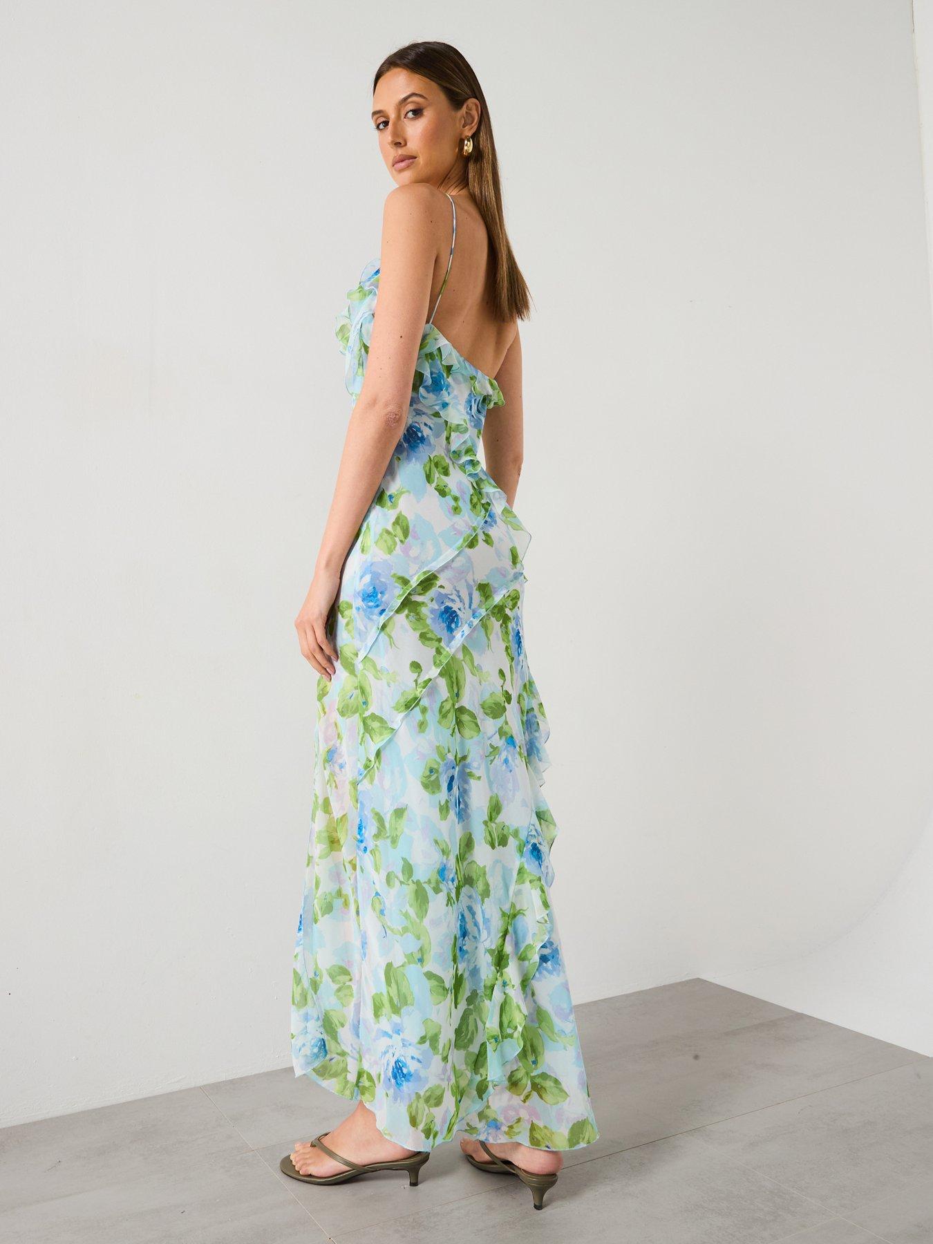 mango-ruffled-floral-print-dress-sky-bluedetail