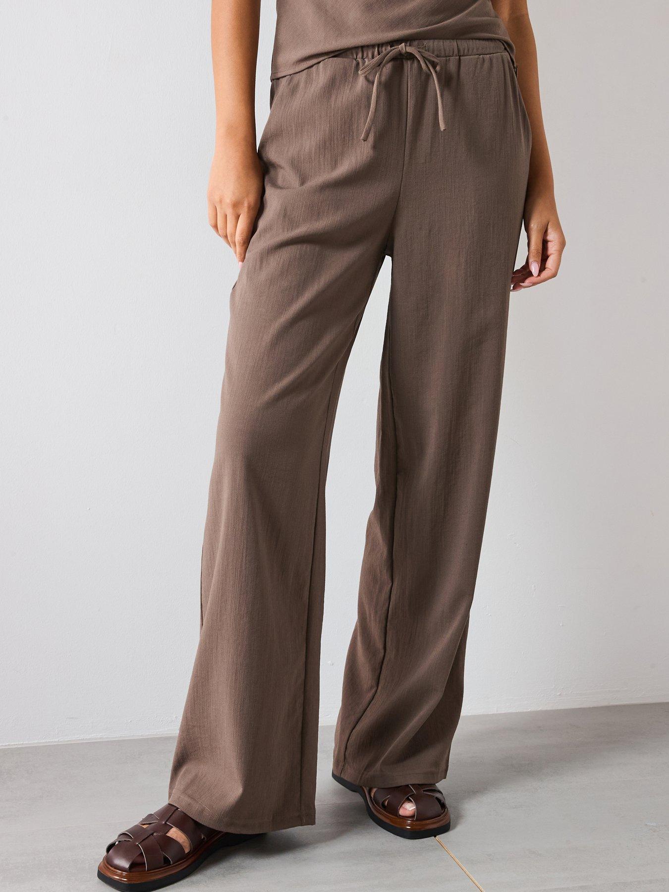 Image of Mango Bow Straight Trousers - Brown