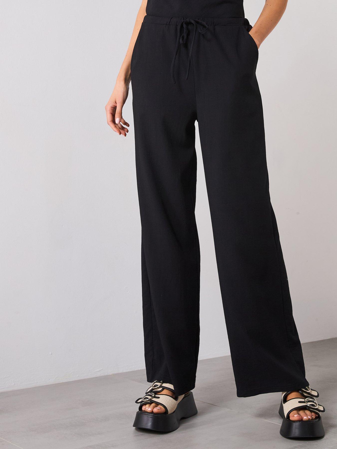 undefined Bow Straight Trousers - Black